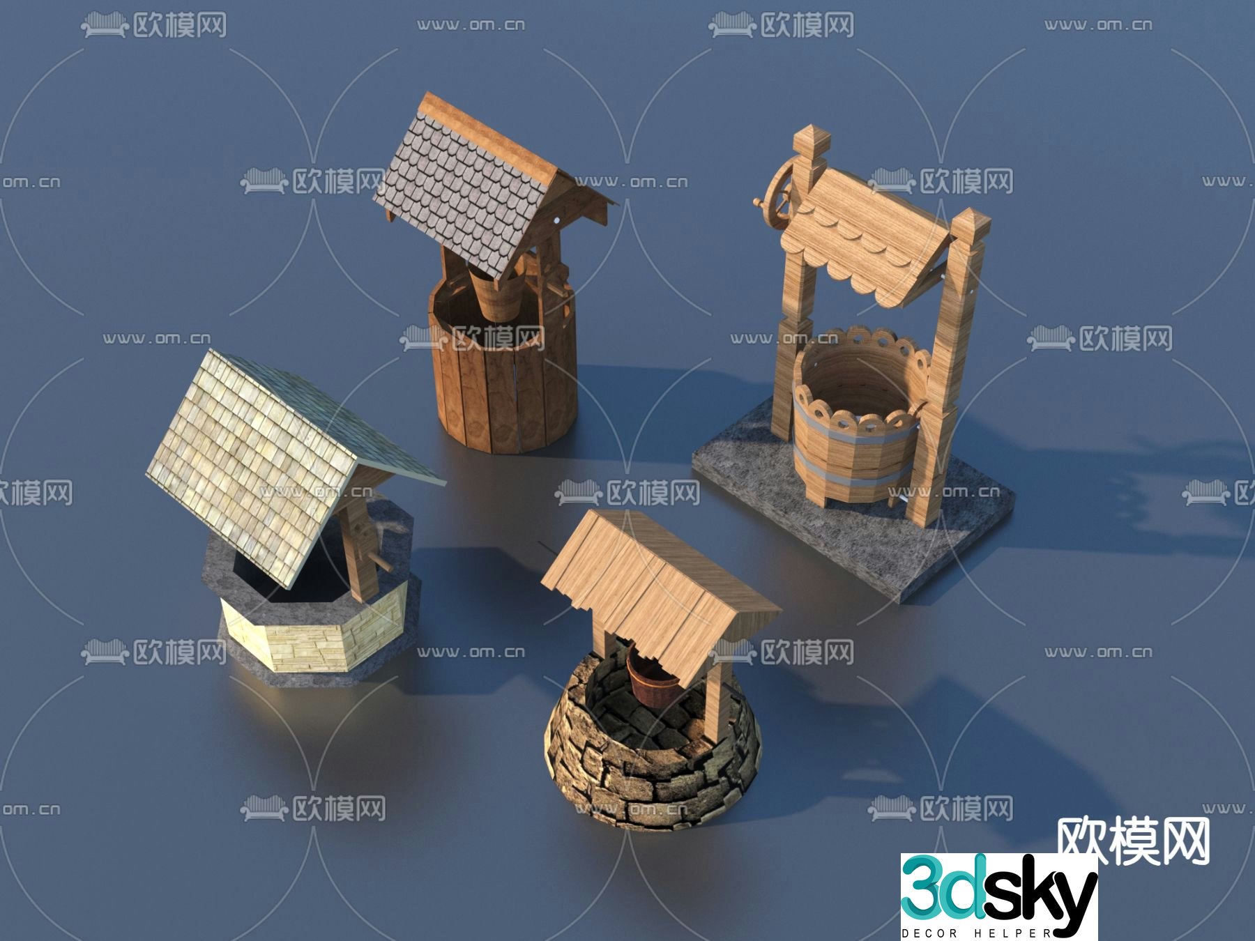 Farming sketches farm tools water well 3D model