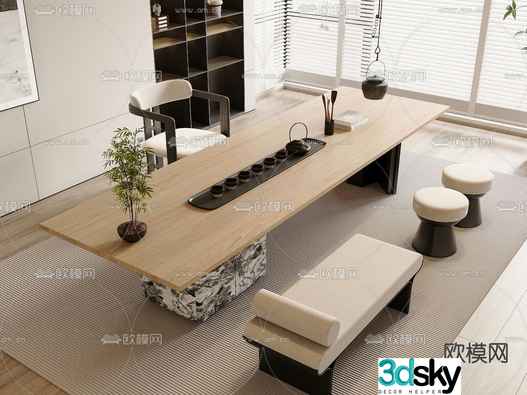 New Chinese style tea table tea table 3d model