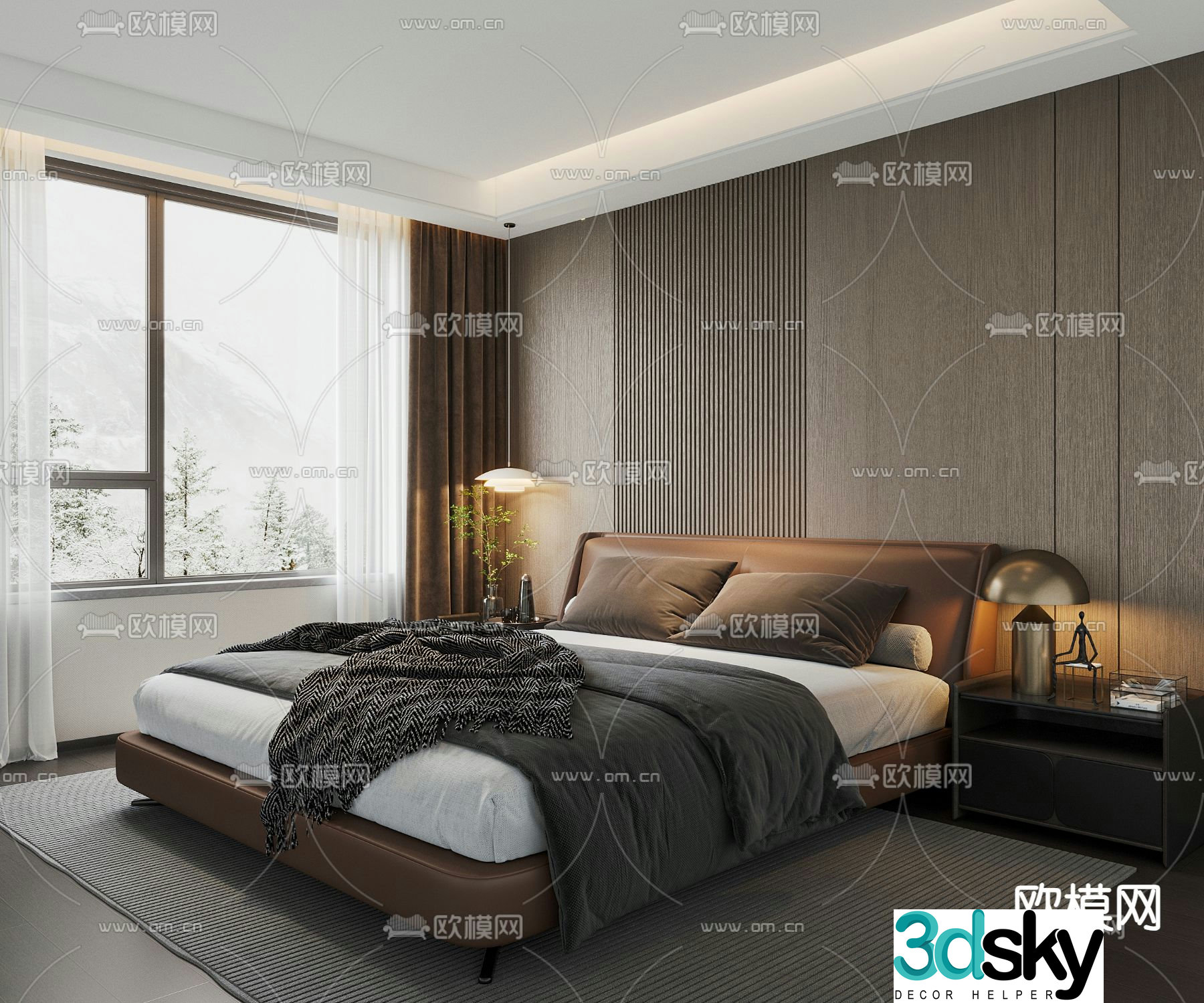Modern double bed 3d model