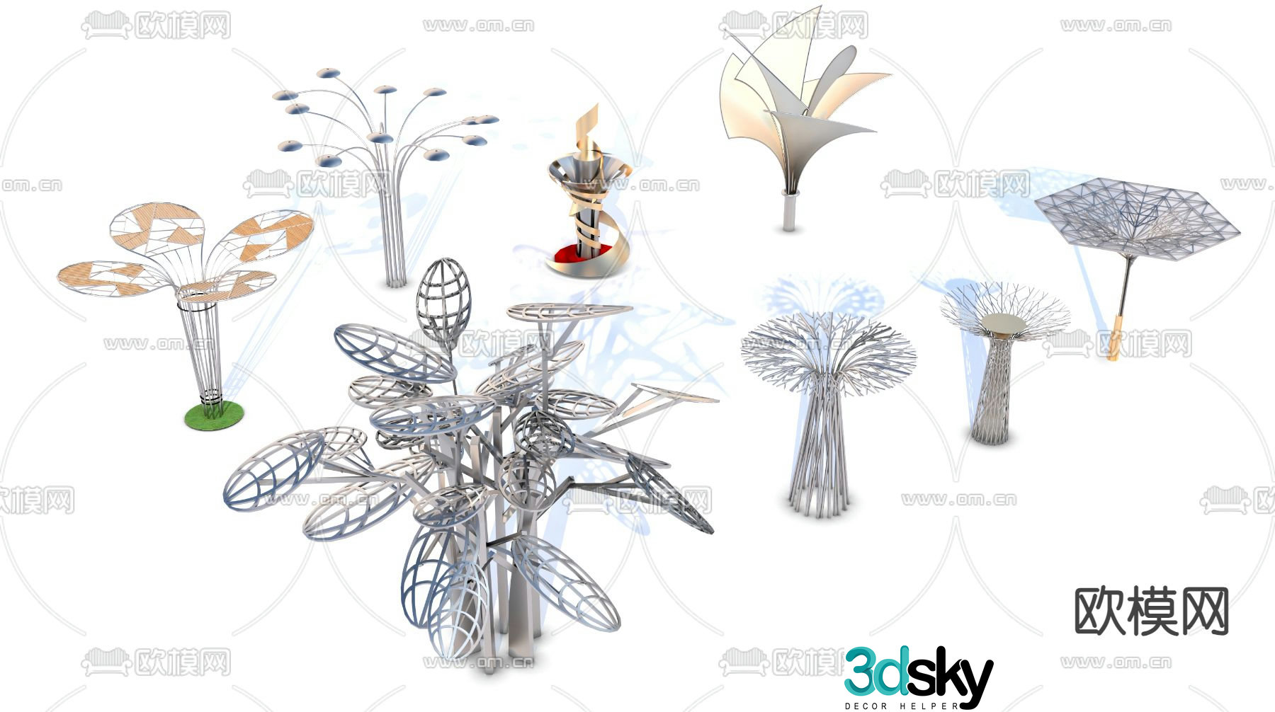 Structure umbrella sculpture landscape sketch 3D model