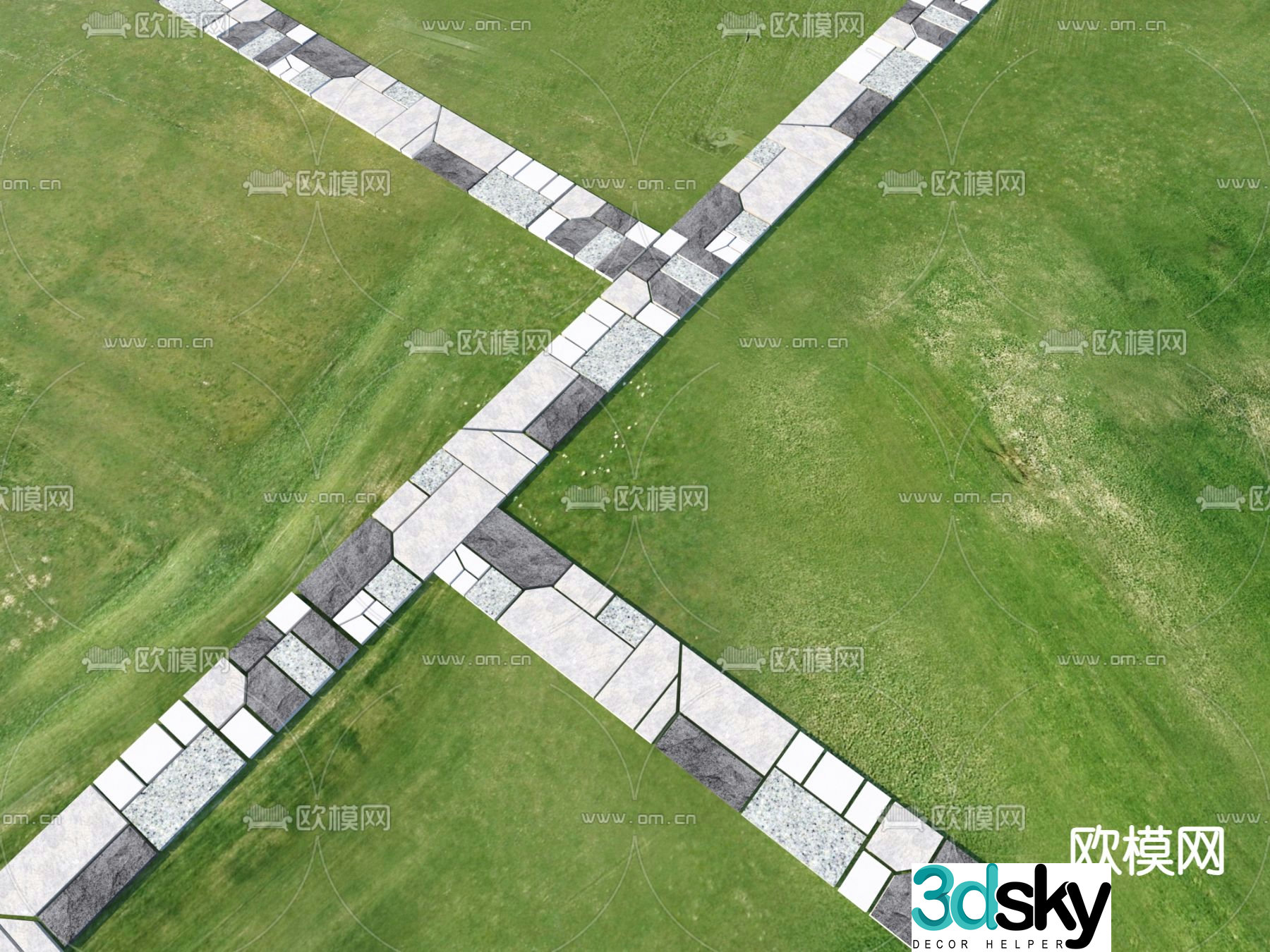 Garden Road Paving Tingbu Bluestone Slab 3D Model