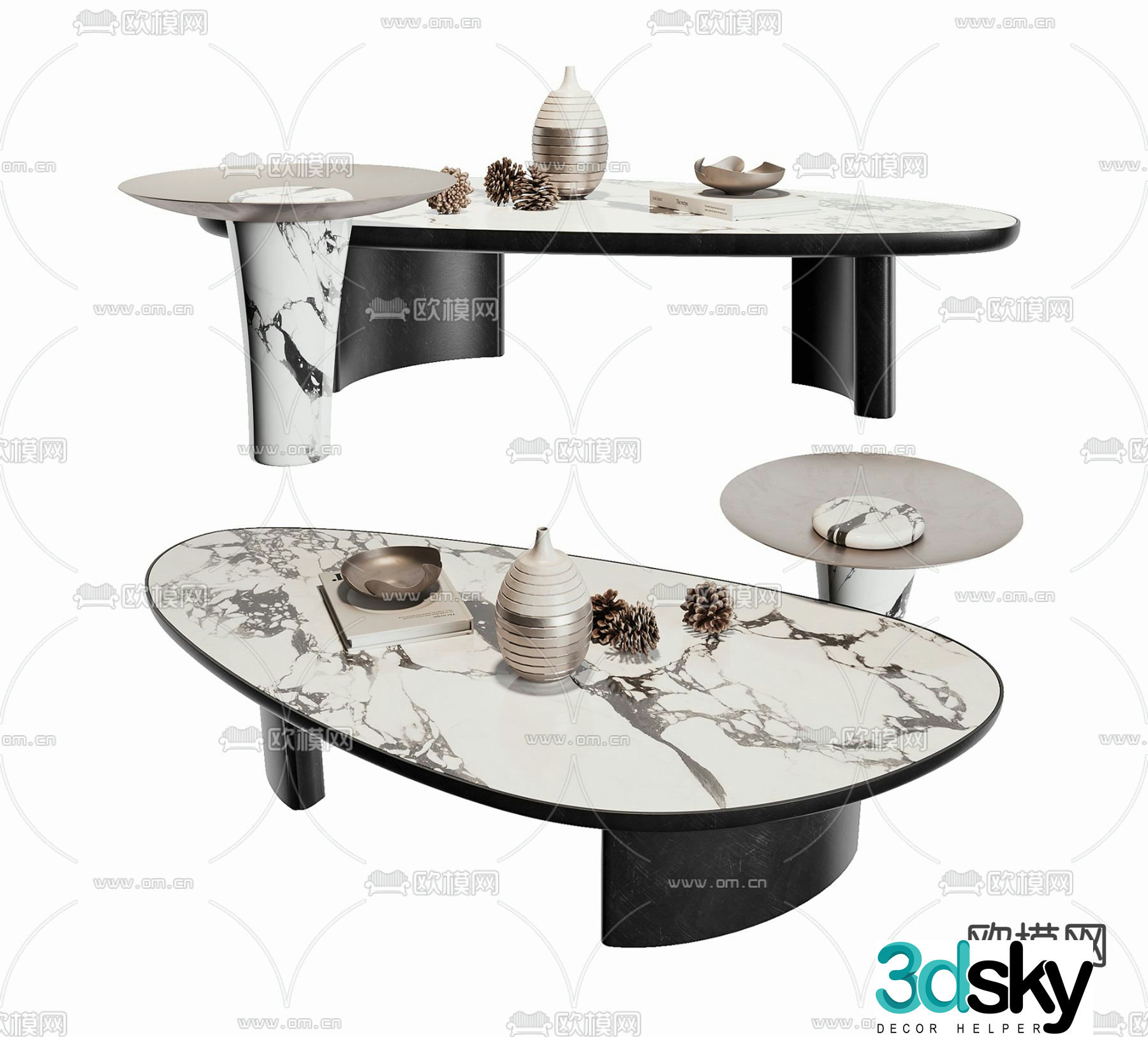 Mother-and-son coffee table Slate coffee table 3D model