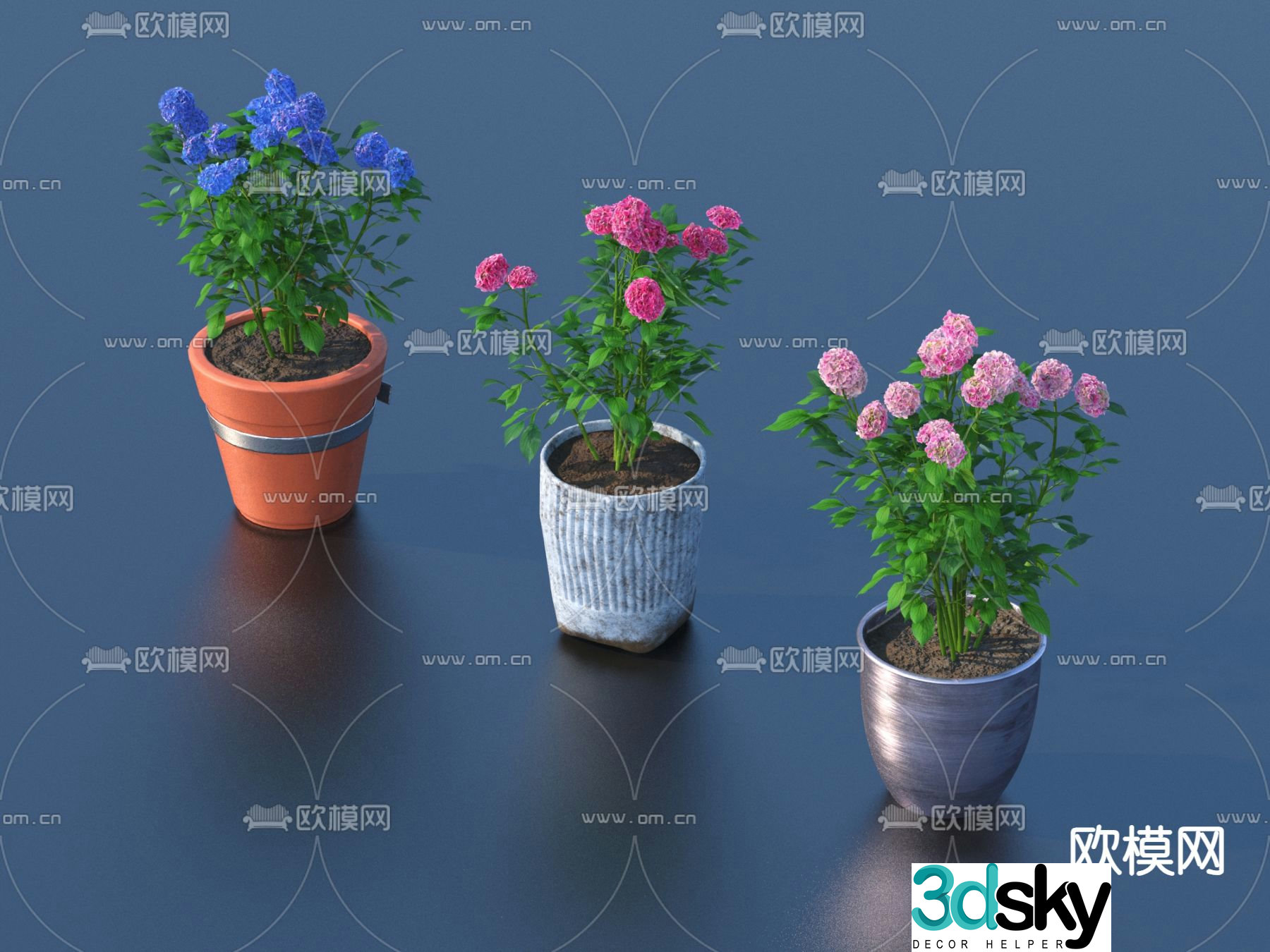 Flower pot pot green plant 3d model