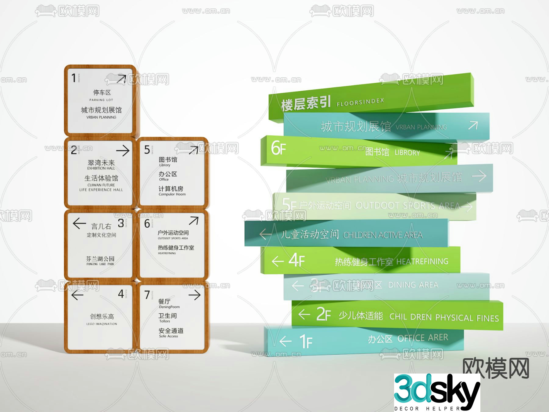 signage guide sign 3d model