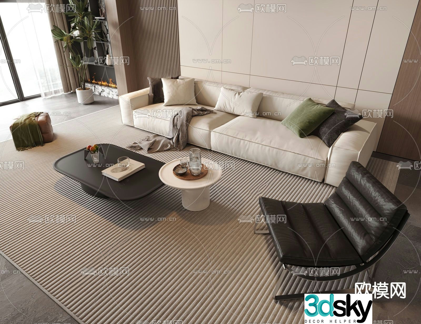 Modular sofa double sofa 3d model
