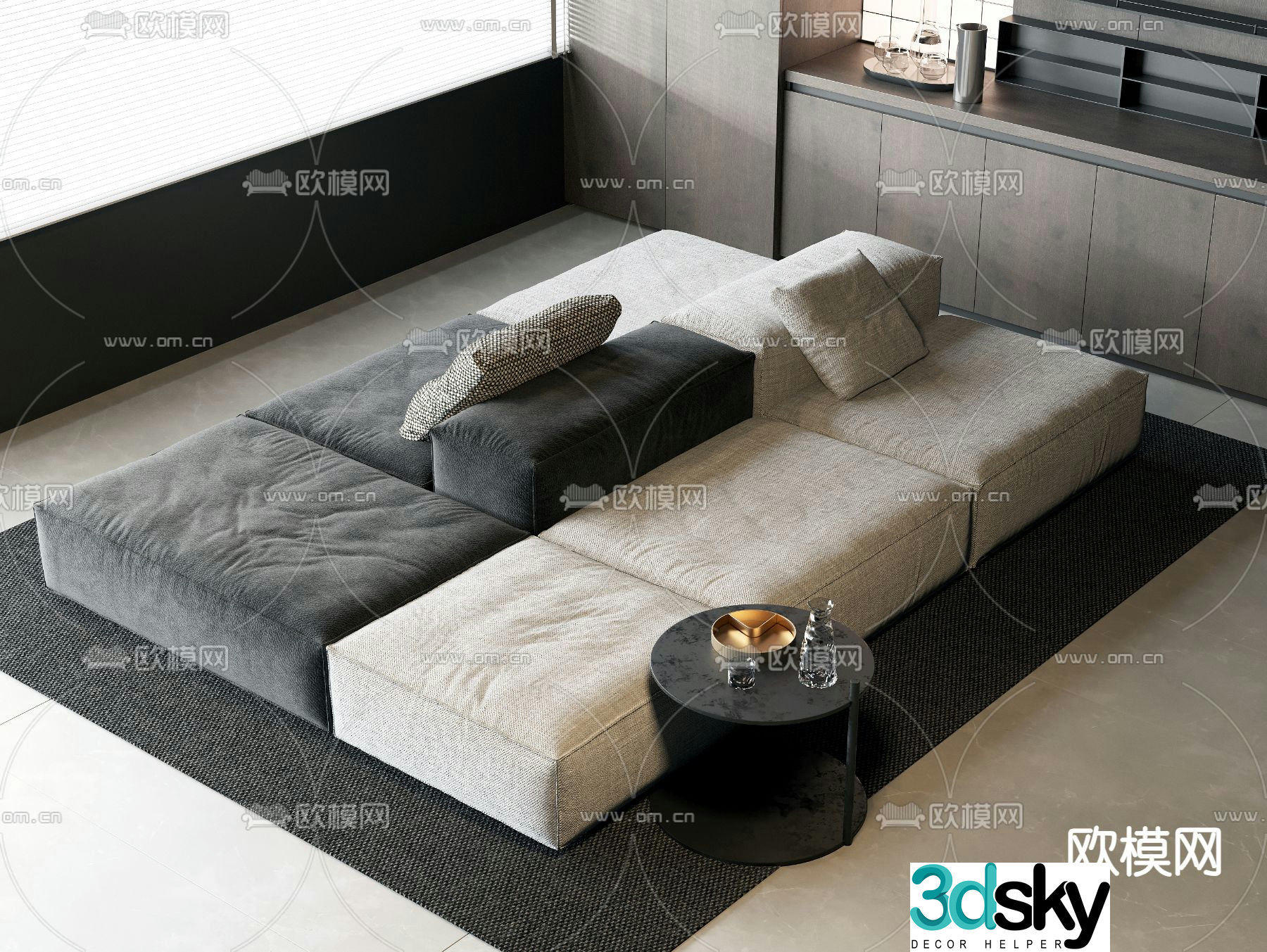 Modular sofa backrest sofa multi-person sofa 3d model