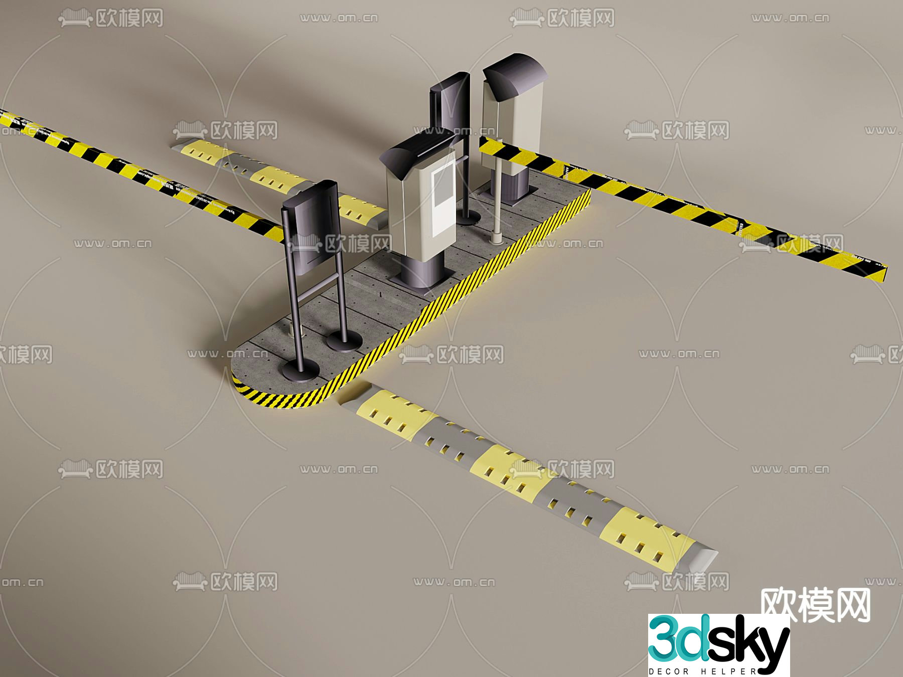 Gate access control roadblock access control machine 3d model