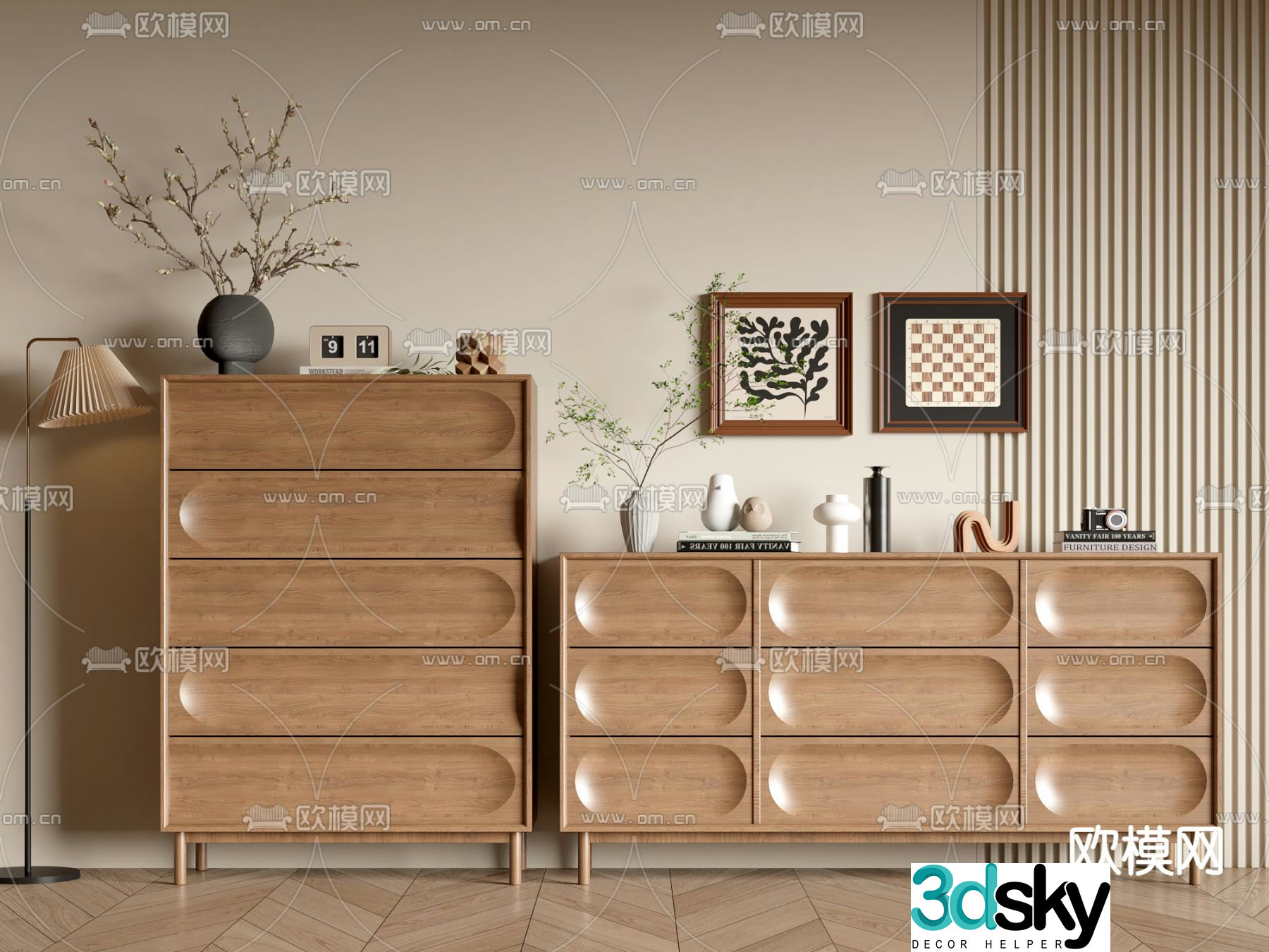 Nordic chest of drawers entrance cabinet 3d model