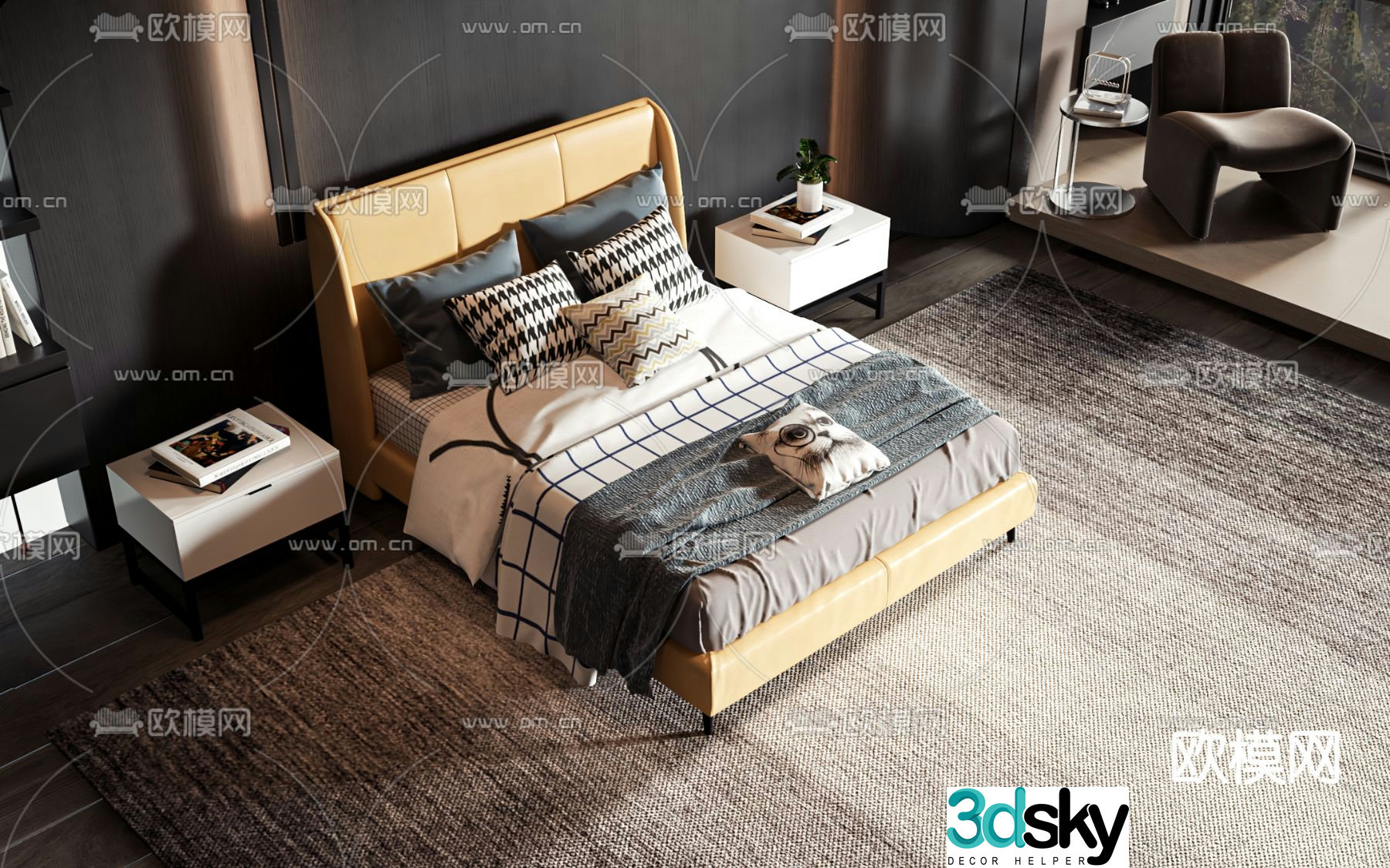 Nordic double bed 3d model