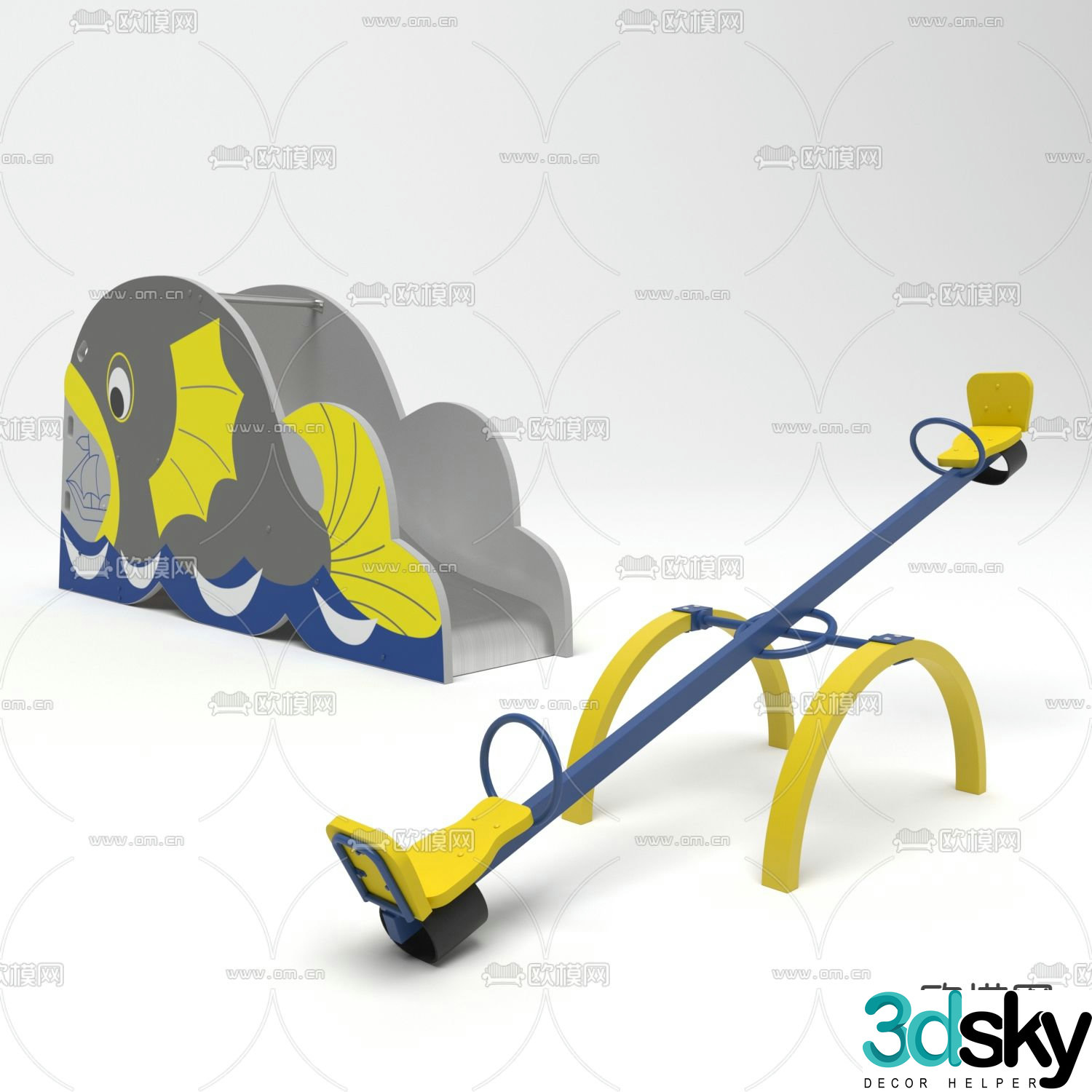 Amusement equipment seesaw 3d model