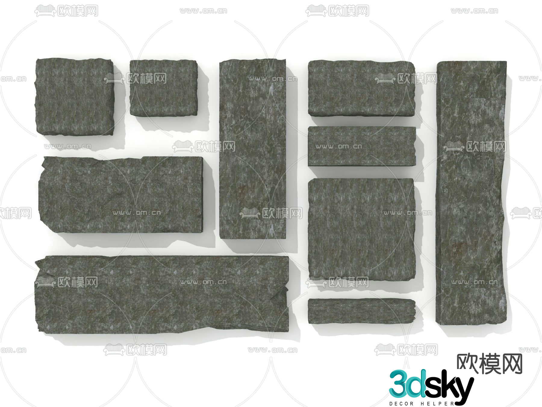 Garden Road Paving Tingbu Bluestone Slab 3D Model