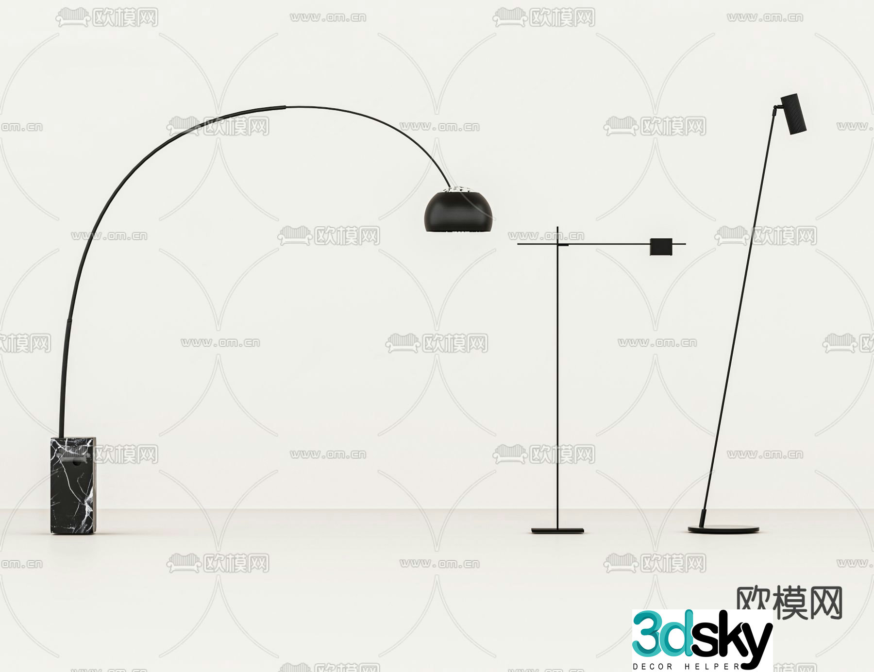 Minimalist floor lamp fishing lamp 3d model