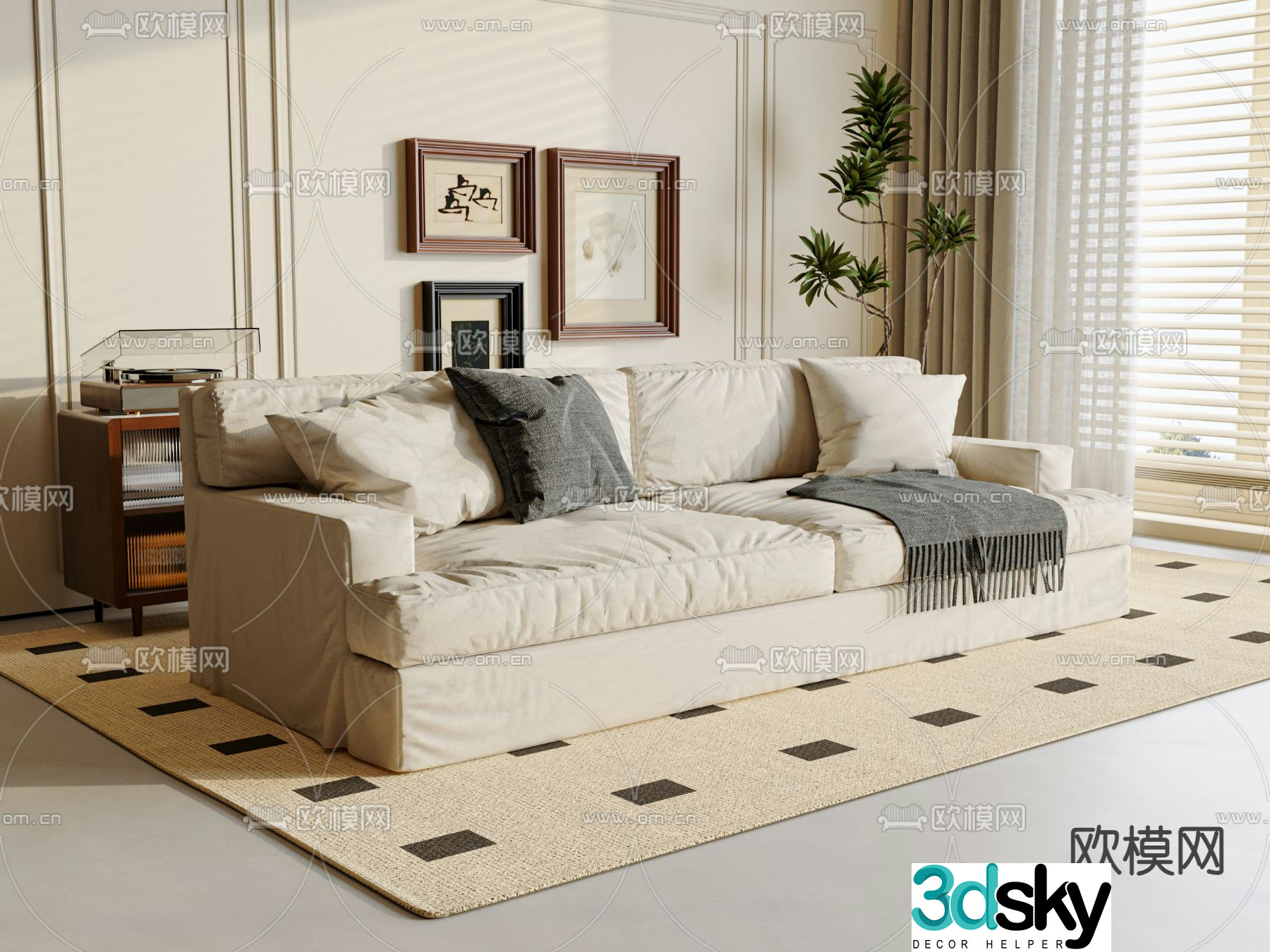 Medieval style double sofa 3d model