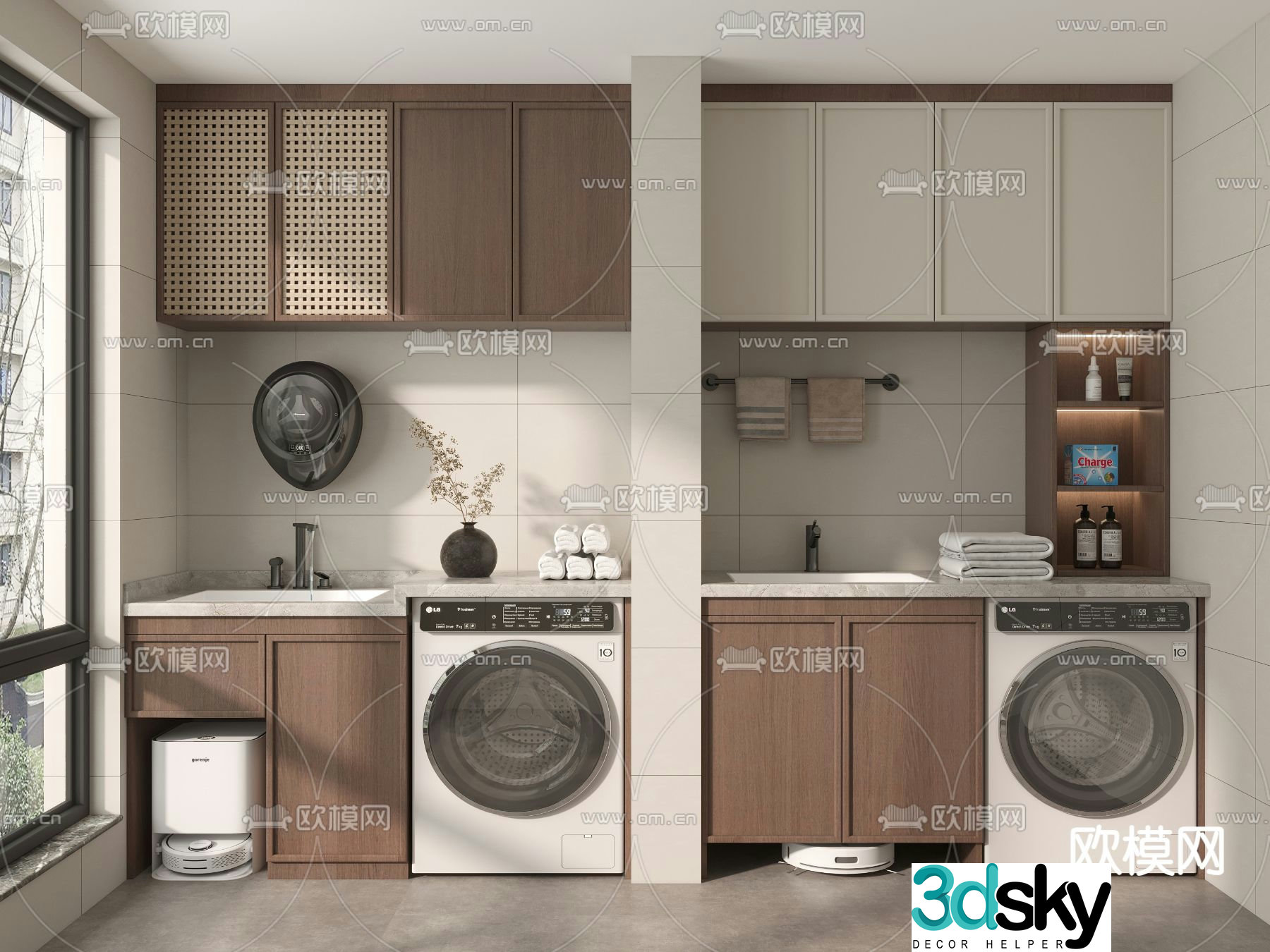 Washing machine cabinet bathroom cabinet 3d model