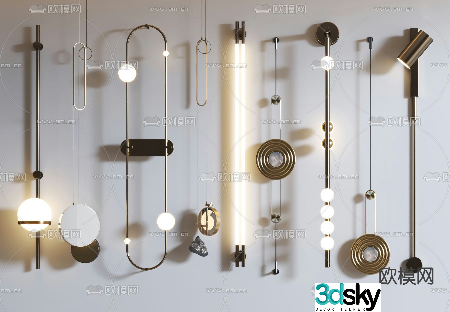 Light luxury wall lamp strip wall lamp 3d model