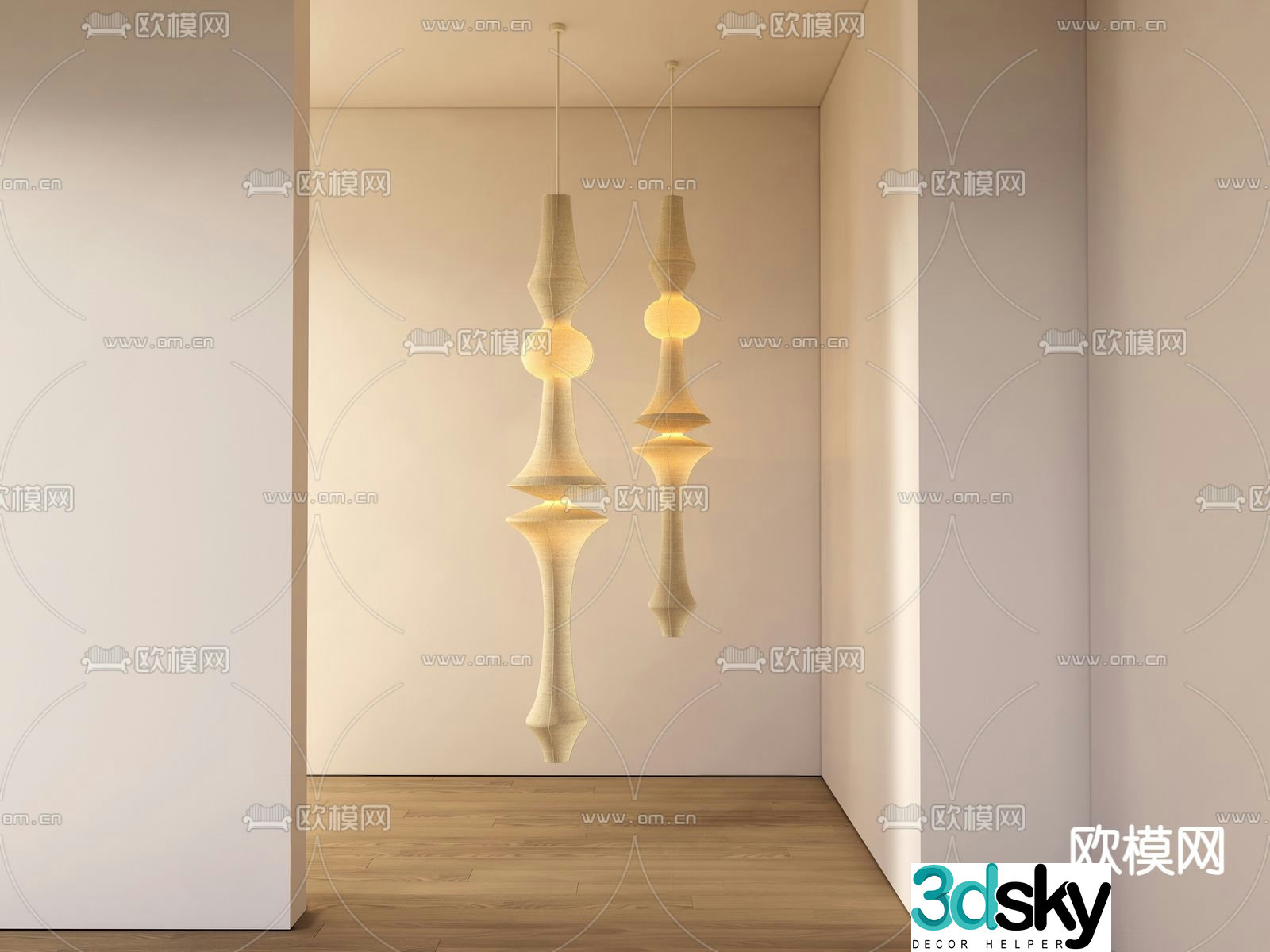 Wabi-sabi chandelier paper chandelier 3d model