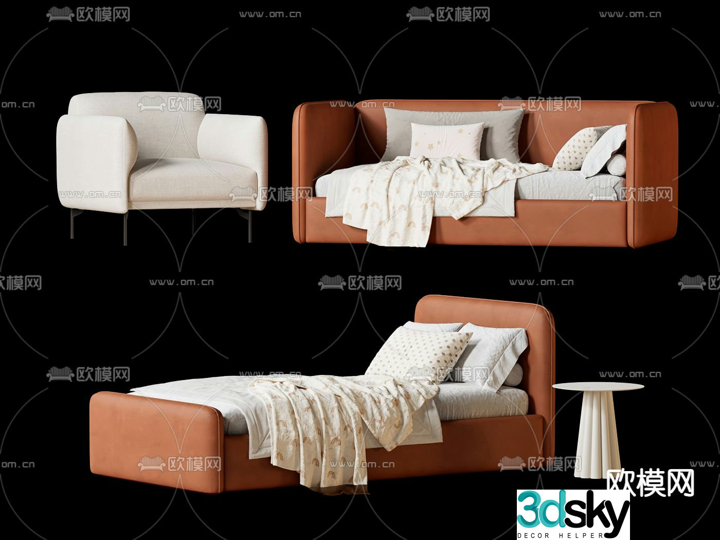 Sofa bed single sofa 3d model