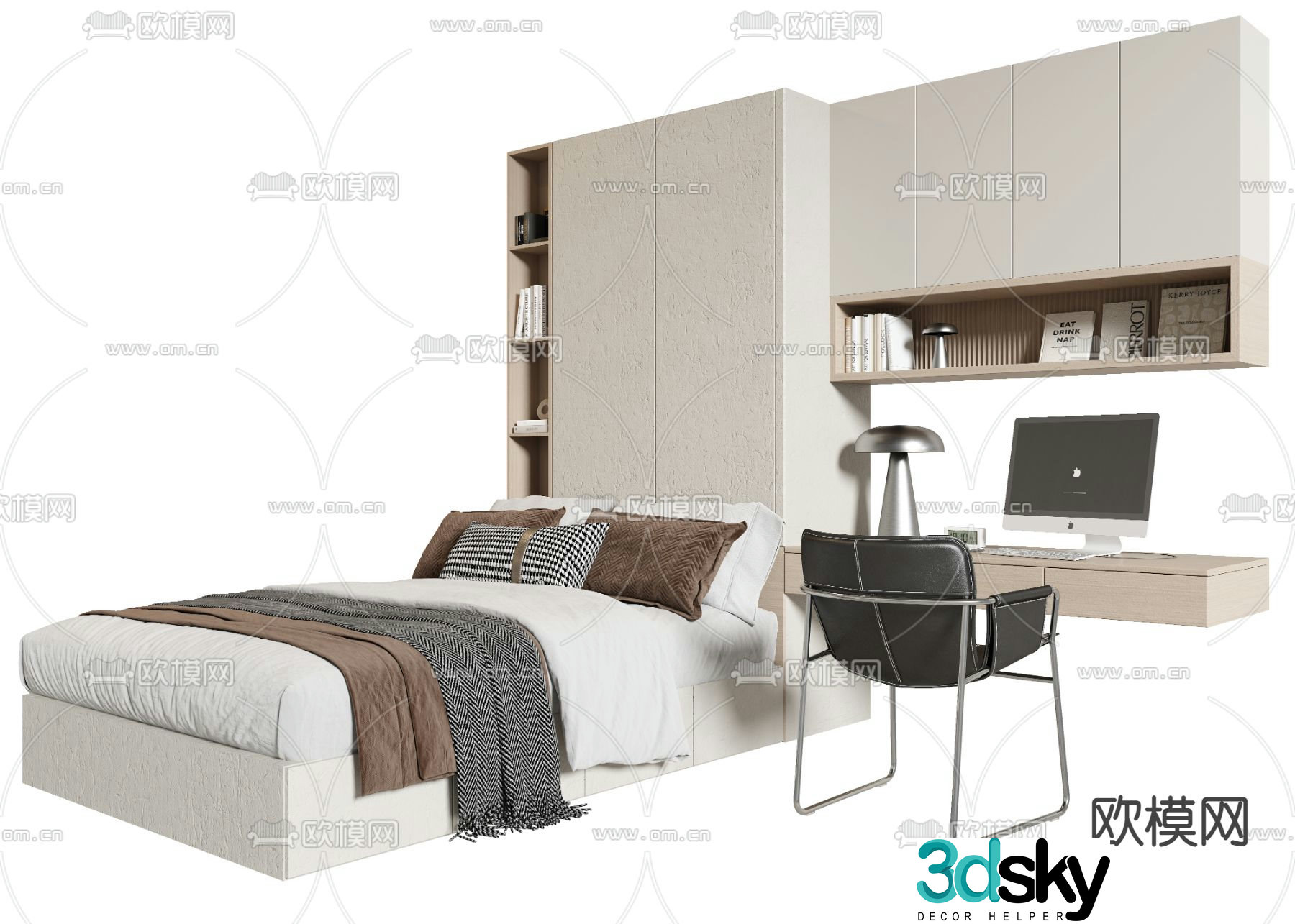 Tatami bed double bed 3d model