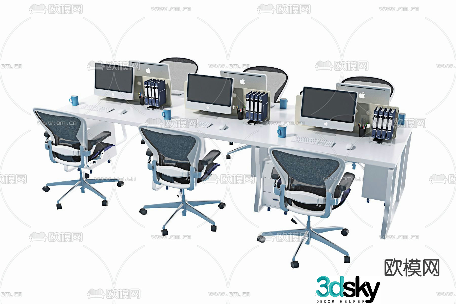 Card space office desk and chair staff table work station 3D model