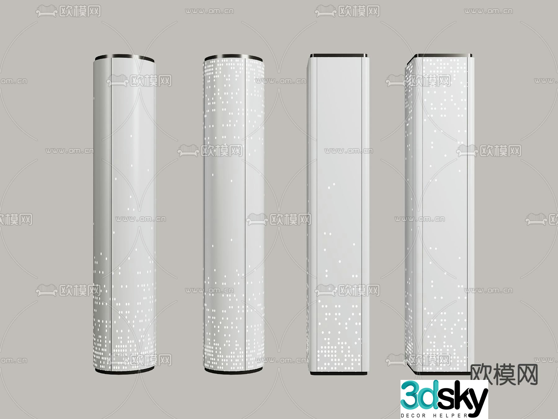 Luminous column Gradient perforated column Aluminum plate column 3D model