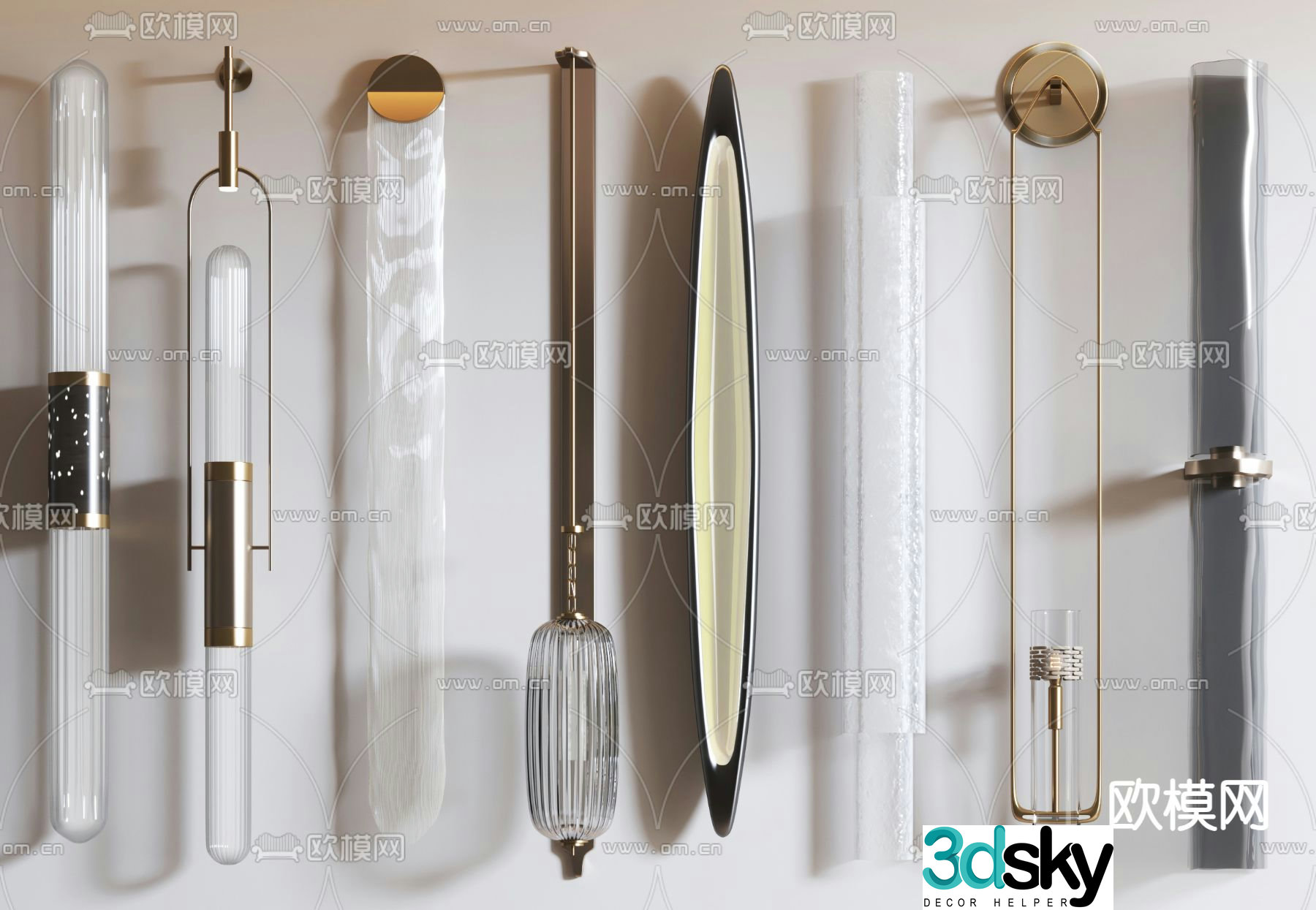 Light luxury wall lamp long wall lamp 3d model