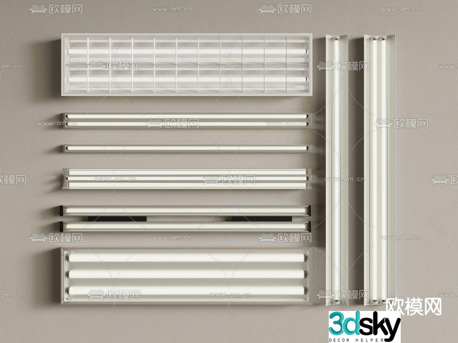 Office lighting lamp tube grille lamp 3d model
