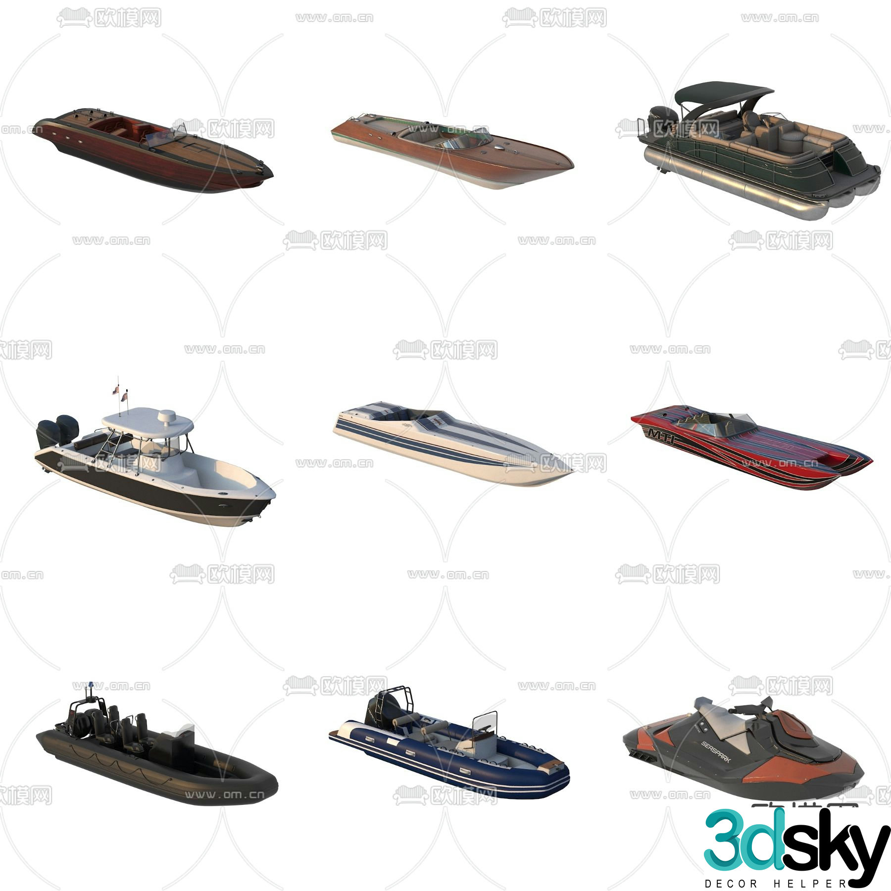 yacht speedboat motorboat motorboat 3d model