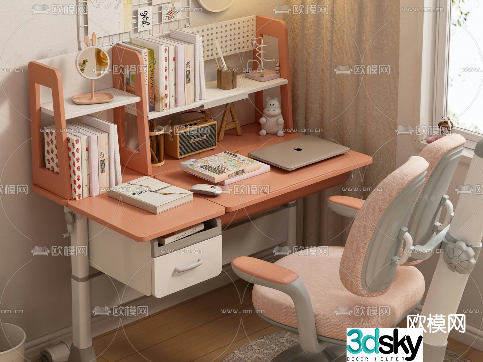 Children’s desk and chair Children’s study table 3d model