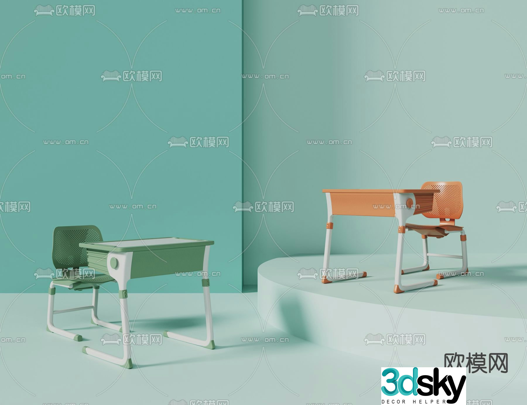 Children’s tables and chairs writing desk study table desk 3D model