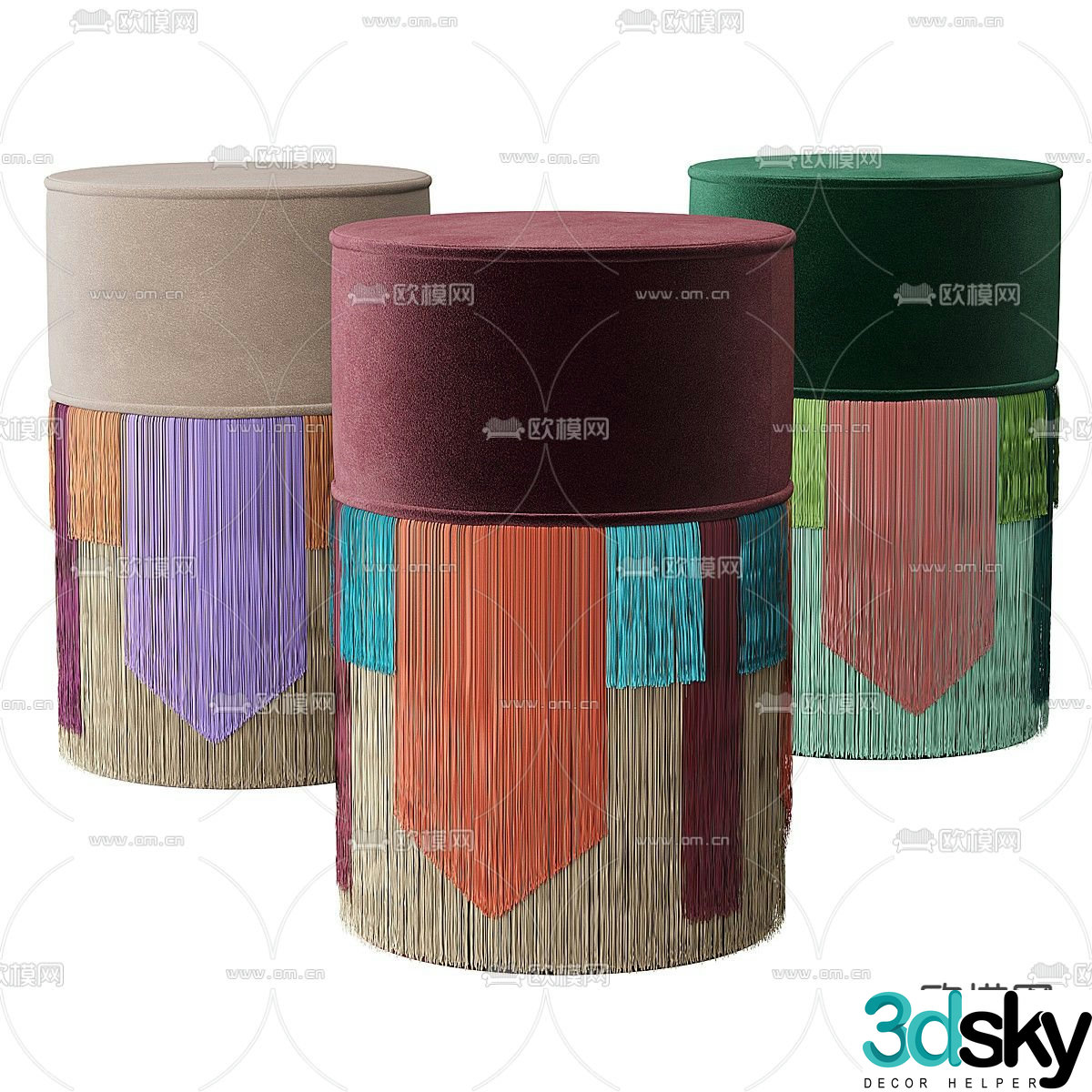 Sofa stool low stool shoe changing stool 3D model