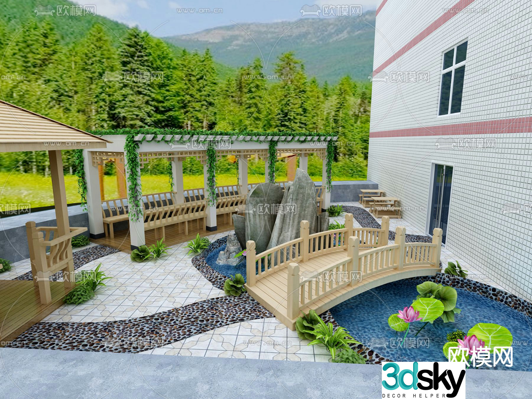 New Chinese style garden courtyard garden 3d model