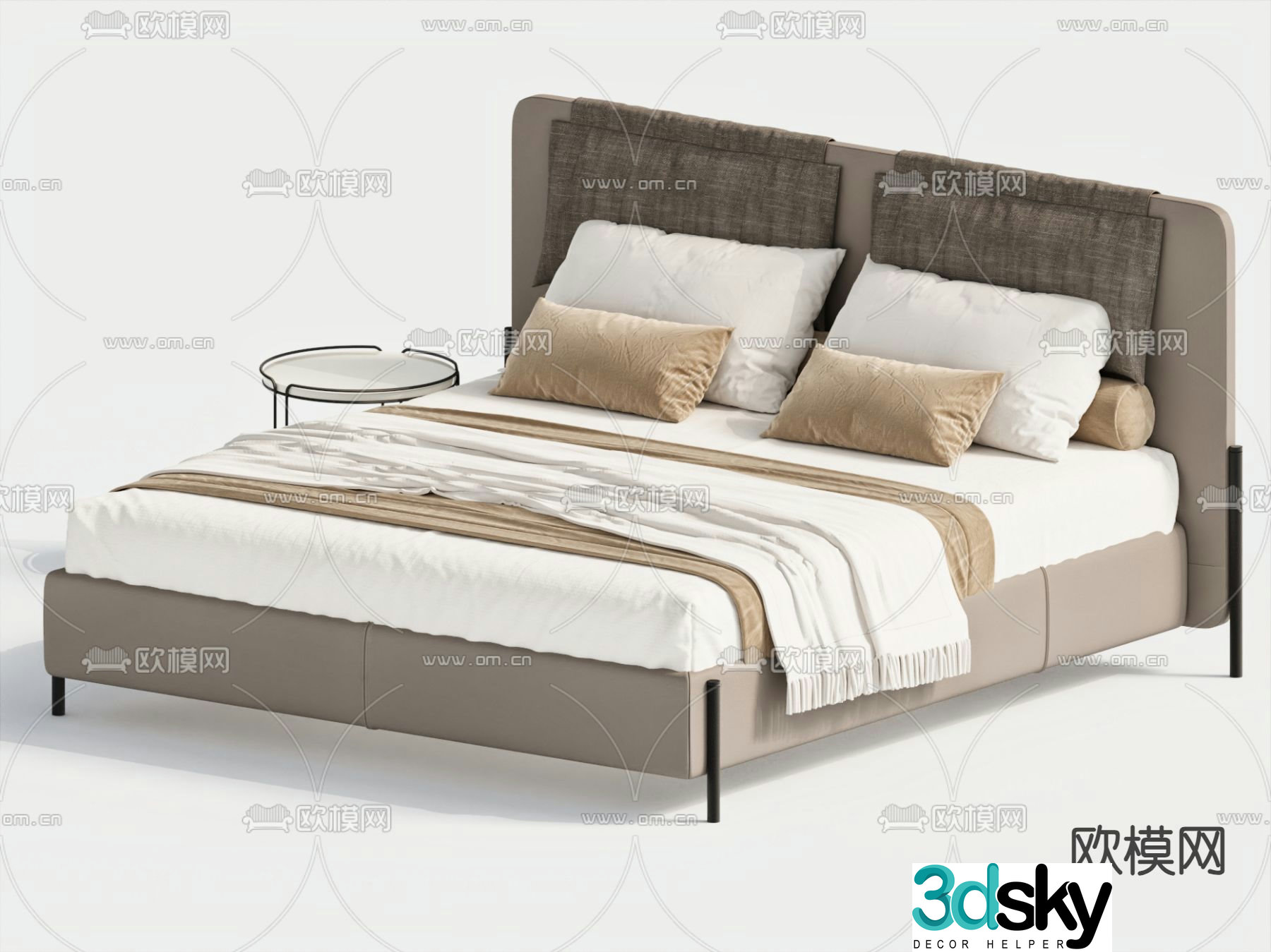 Fabric double bed 3d model
