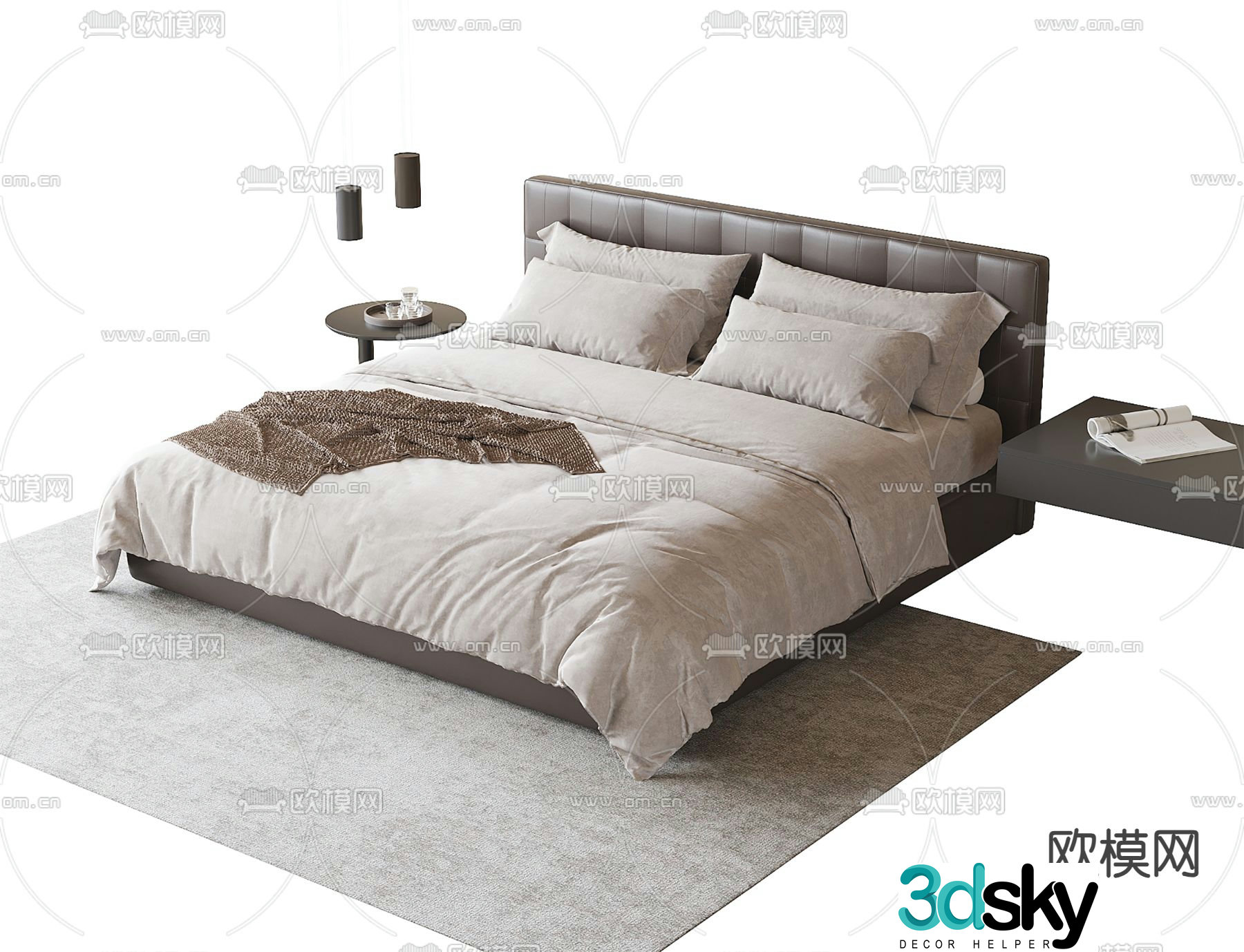Modern double bed 3d model