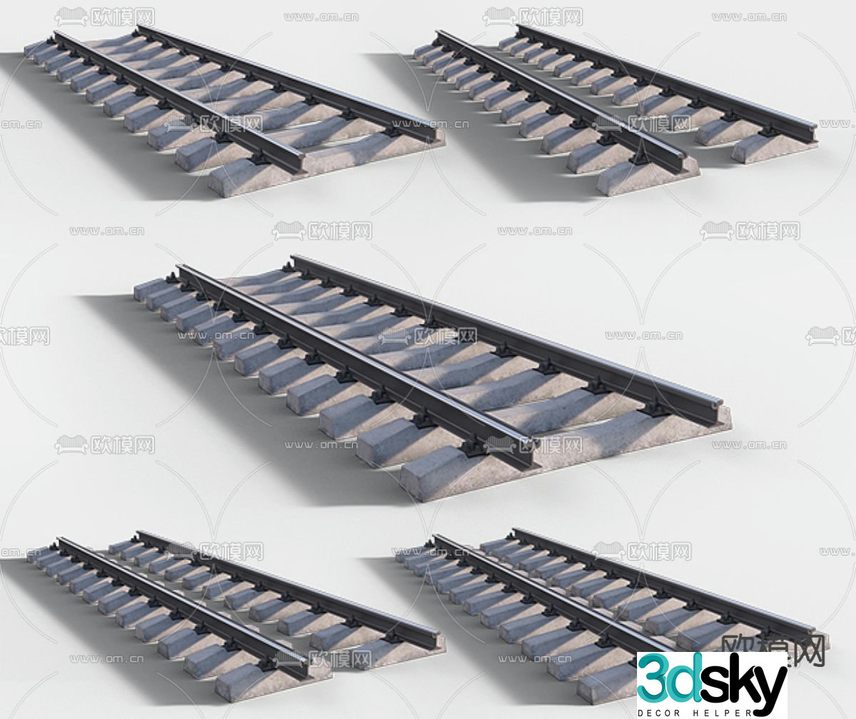 railroad track train track 3d model