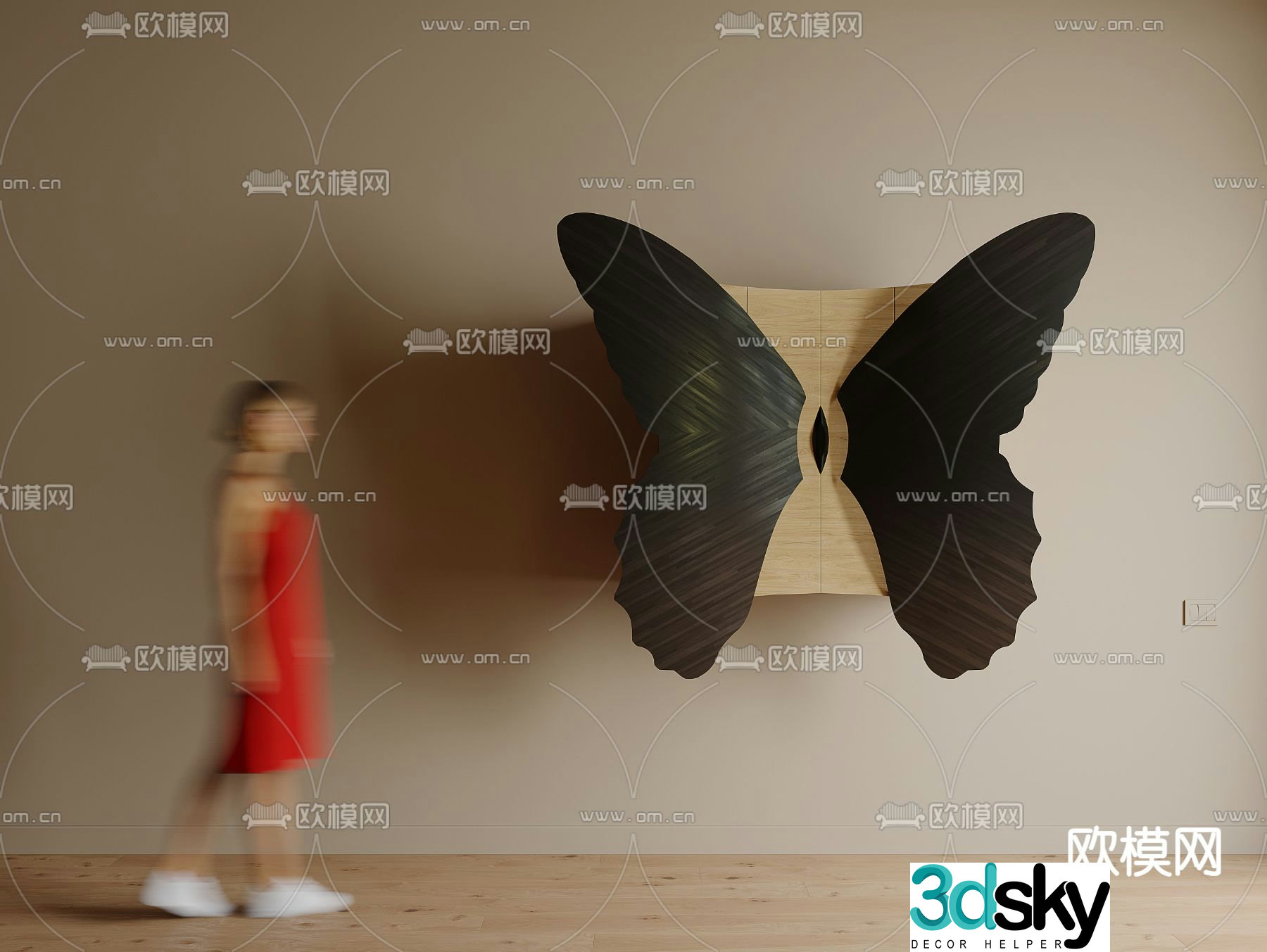 Butterfly cabinet display cabinet wall-mounted cabinet suspended cabinet 3D model