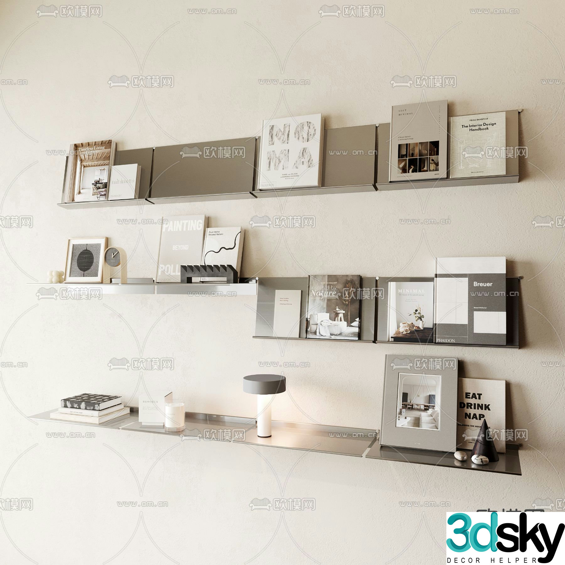 Modern wall cabinet wall mounted bookshelf magazine rack 3d model