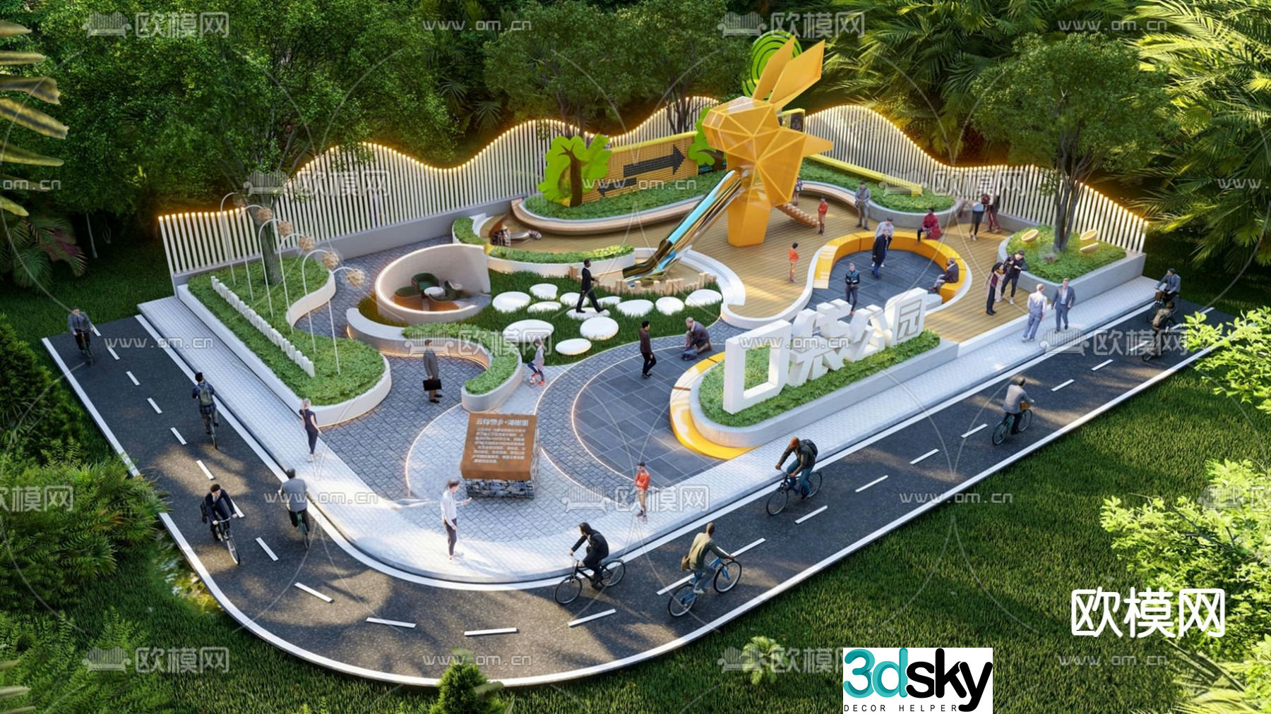 Pocket Park Corner Community Park 3d model