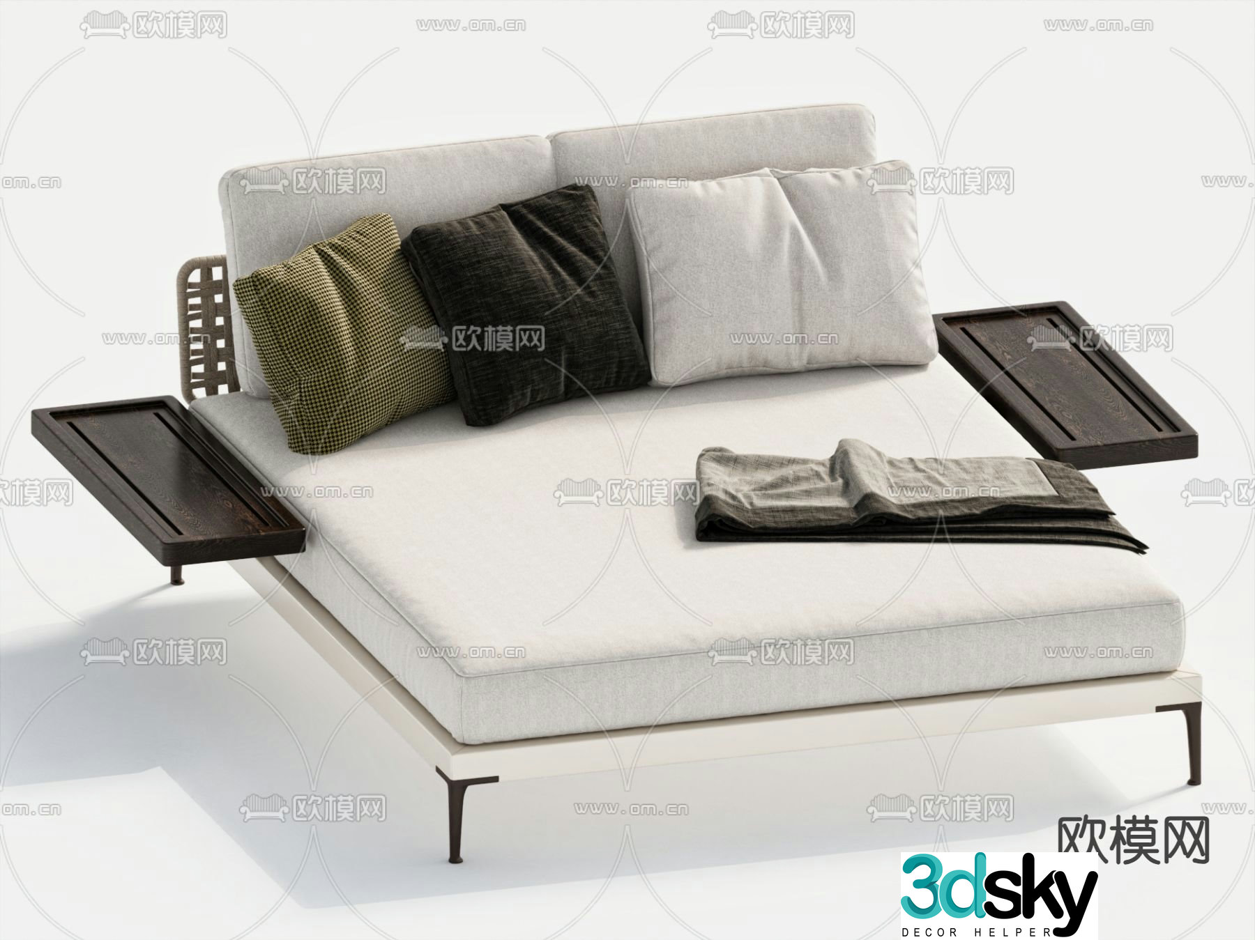 Fabric double bed 3d model