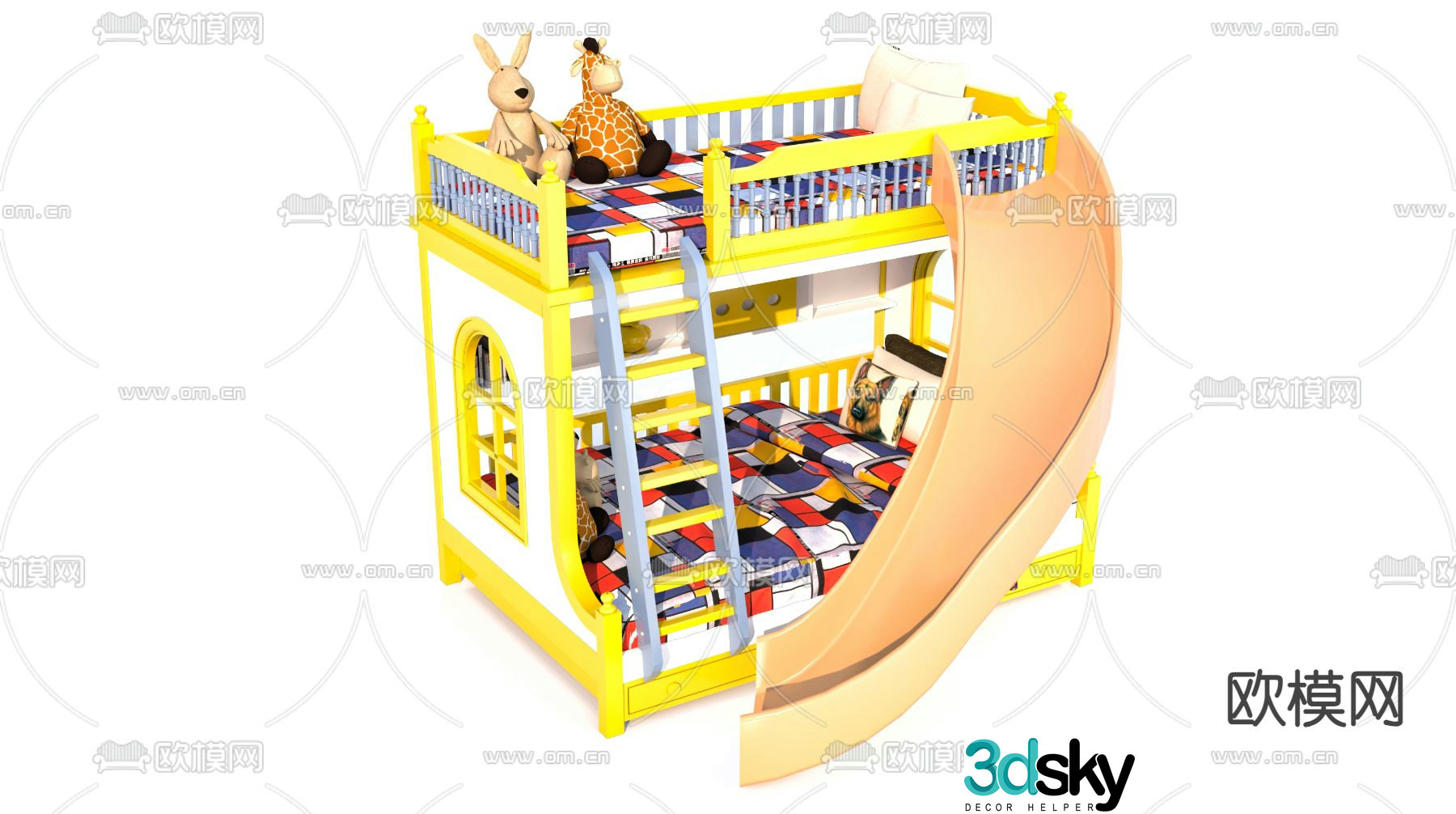 Children’s bed bunk bed 3d model