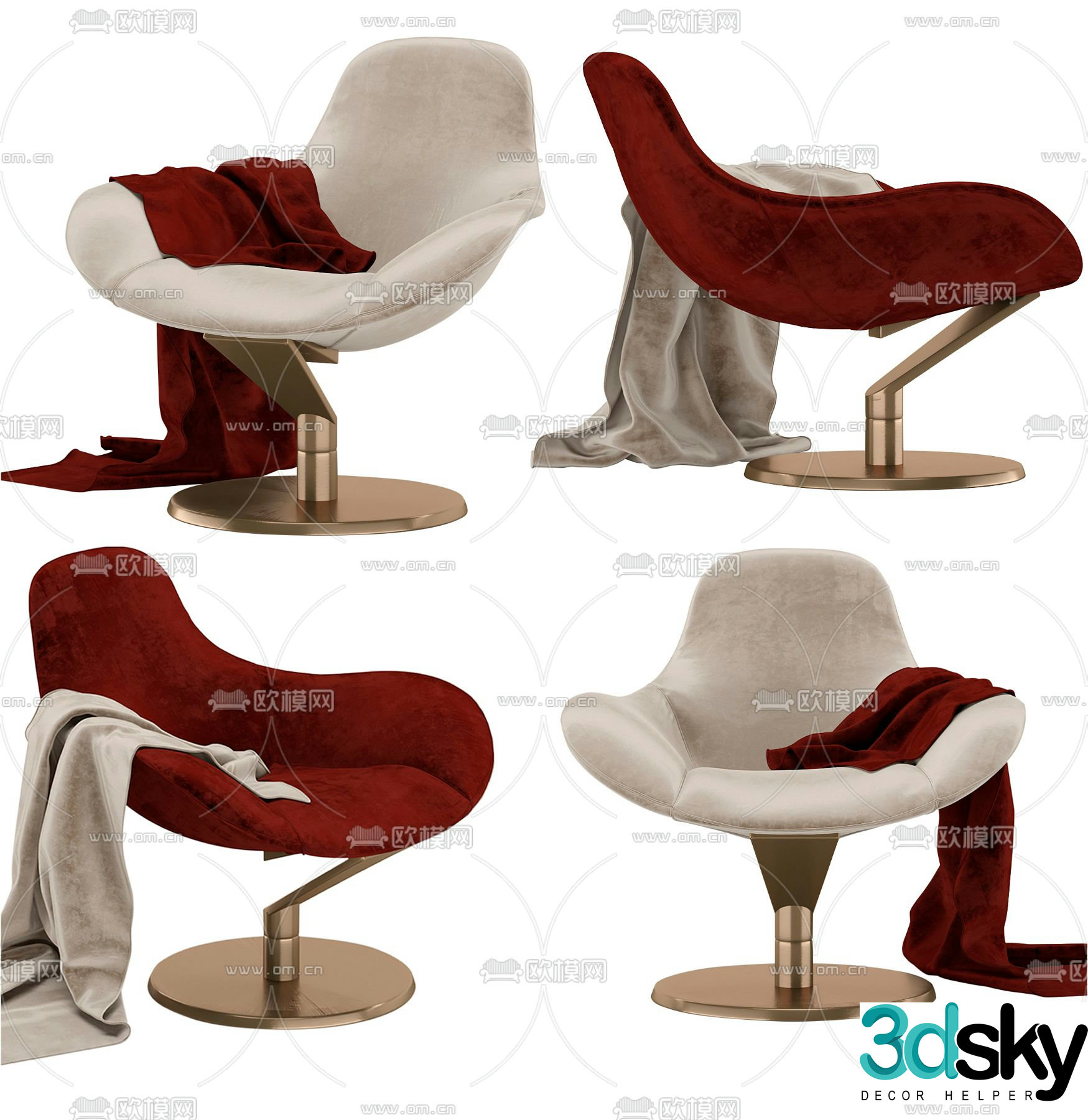 Reflex armchair lounge chair 3d model