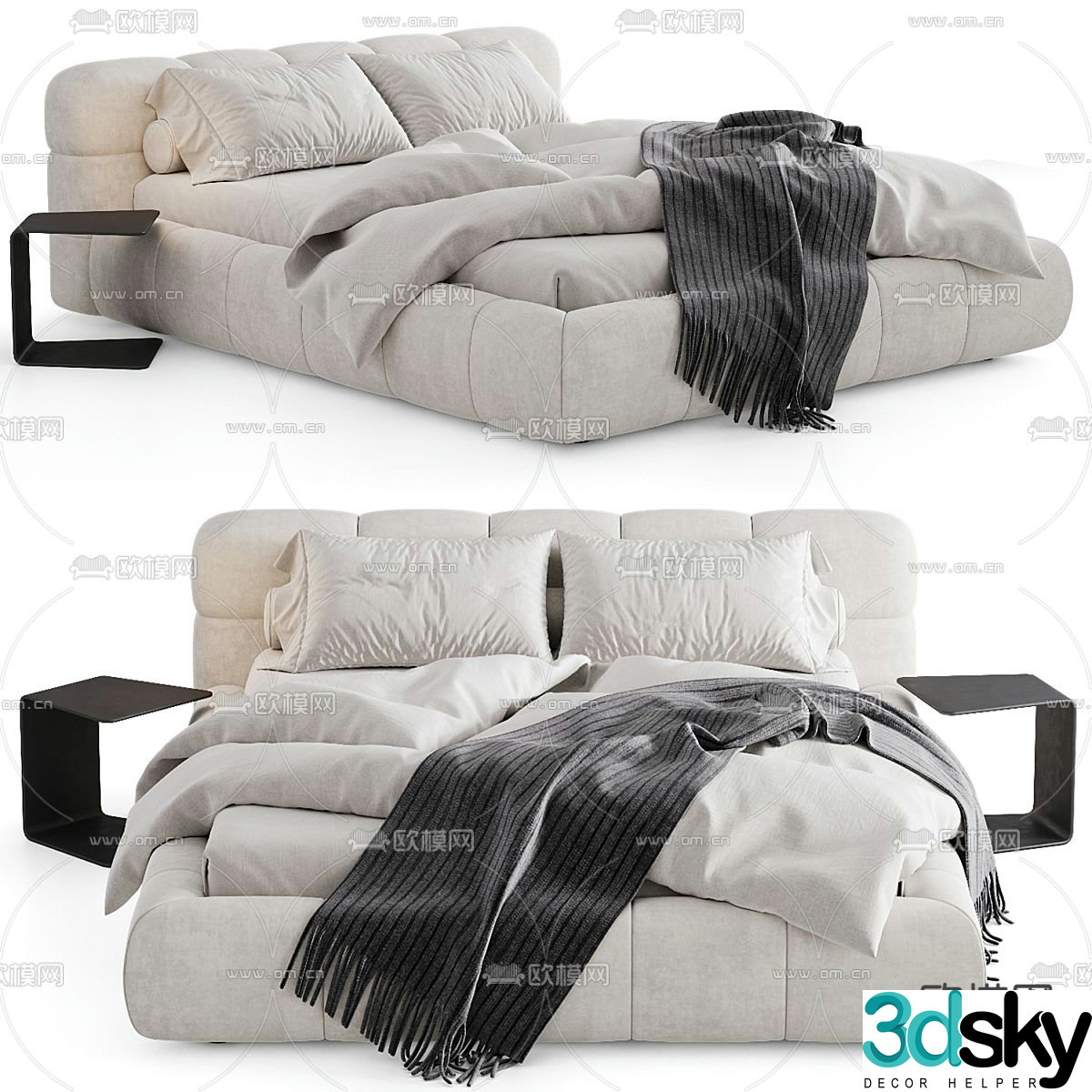 Modern double bed 3d model