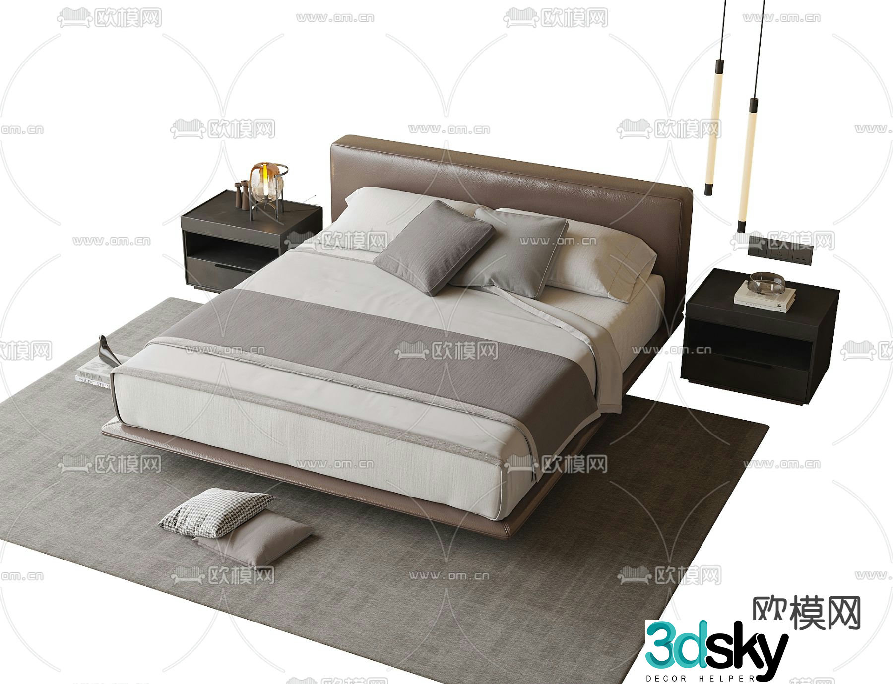 Modern double bed 3d model