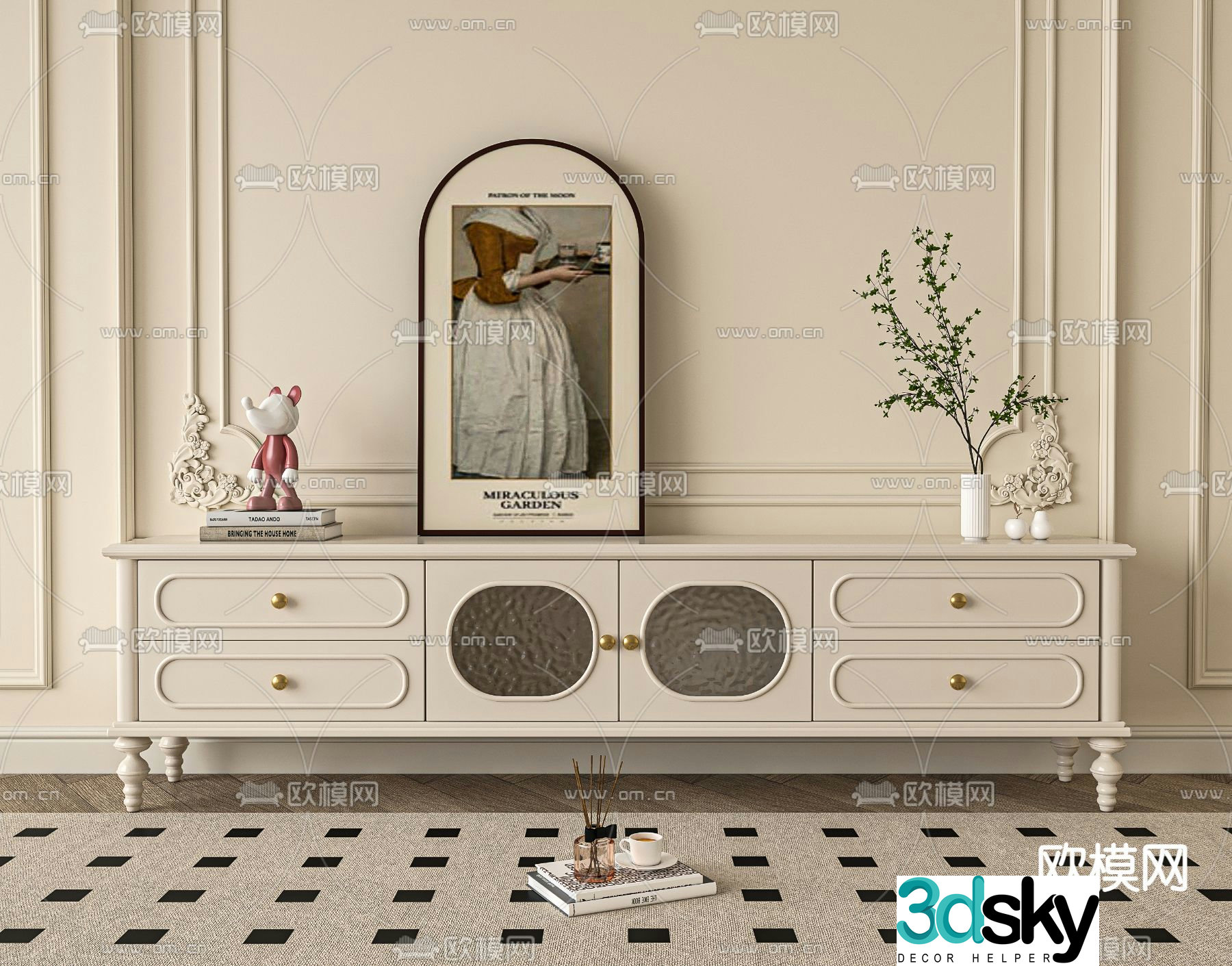 French side cabinet TV cabinet 3d model