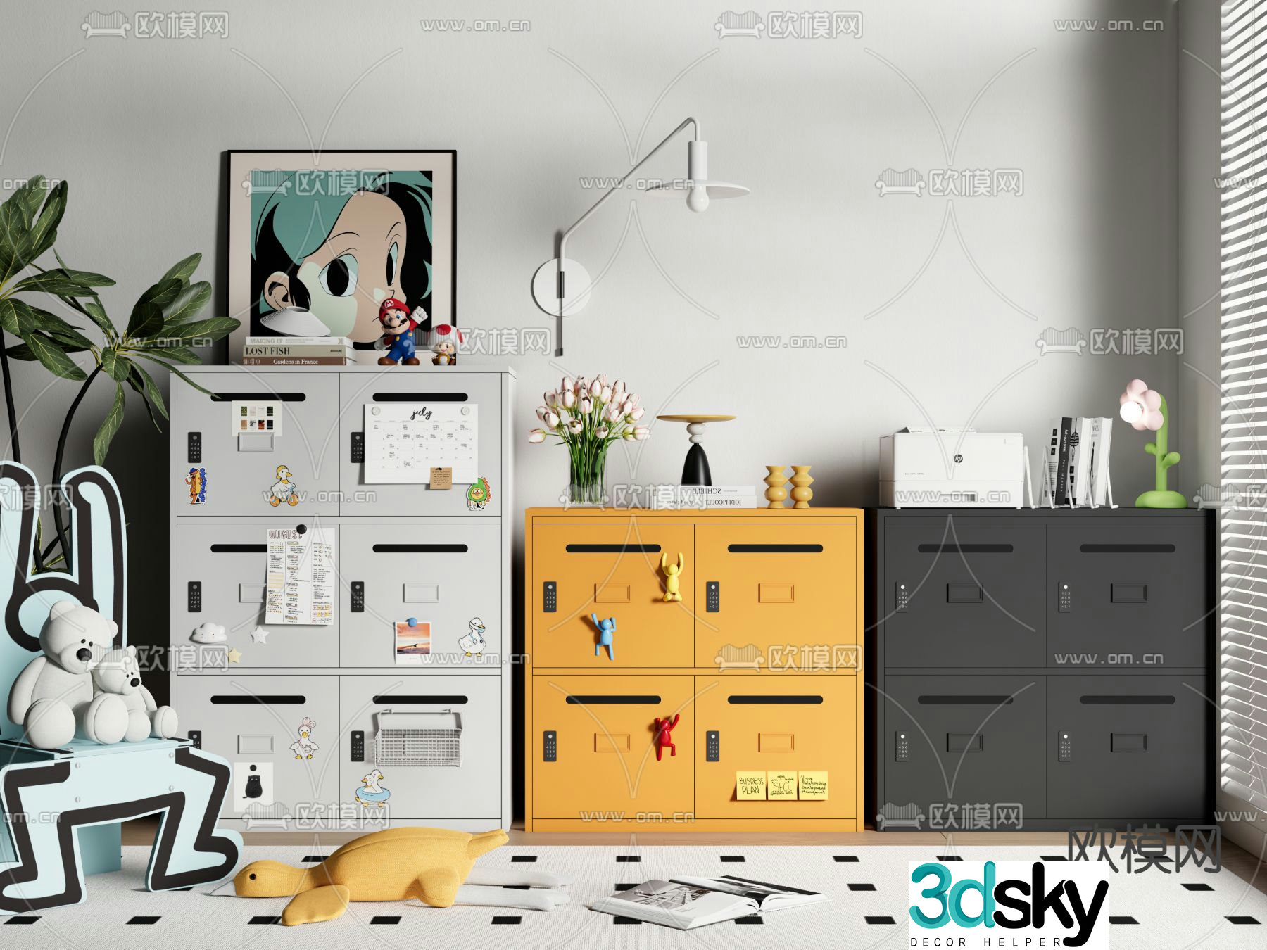 File cabinet iron cabinet locker 3d model