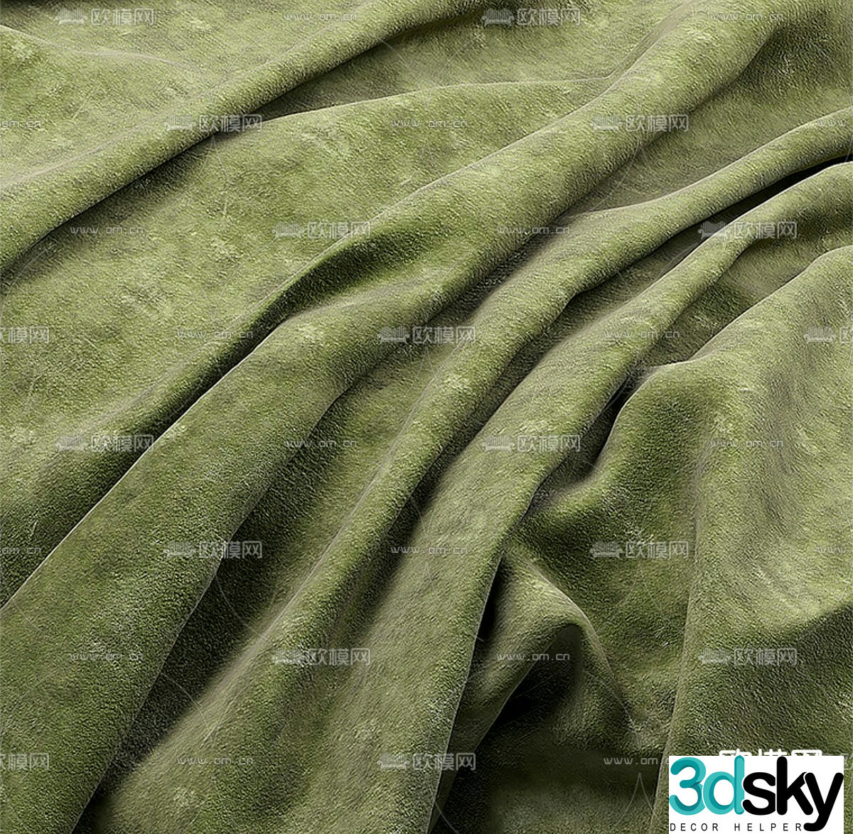 Fabric sheets linen coarse cloth dark green cloth 3d model