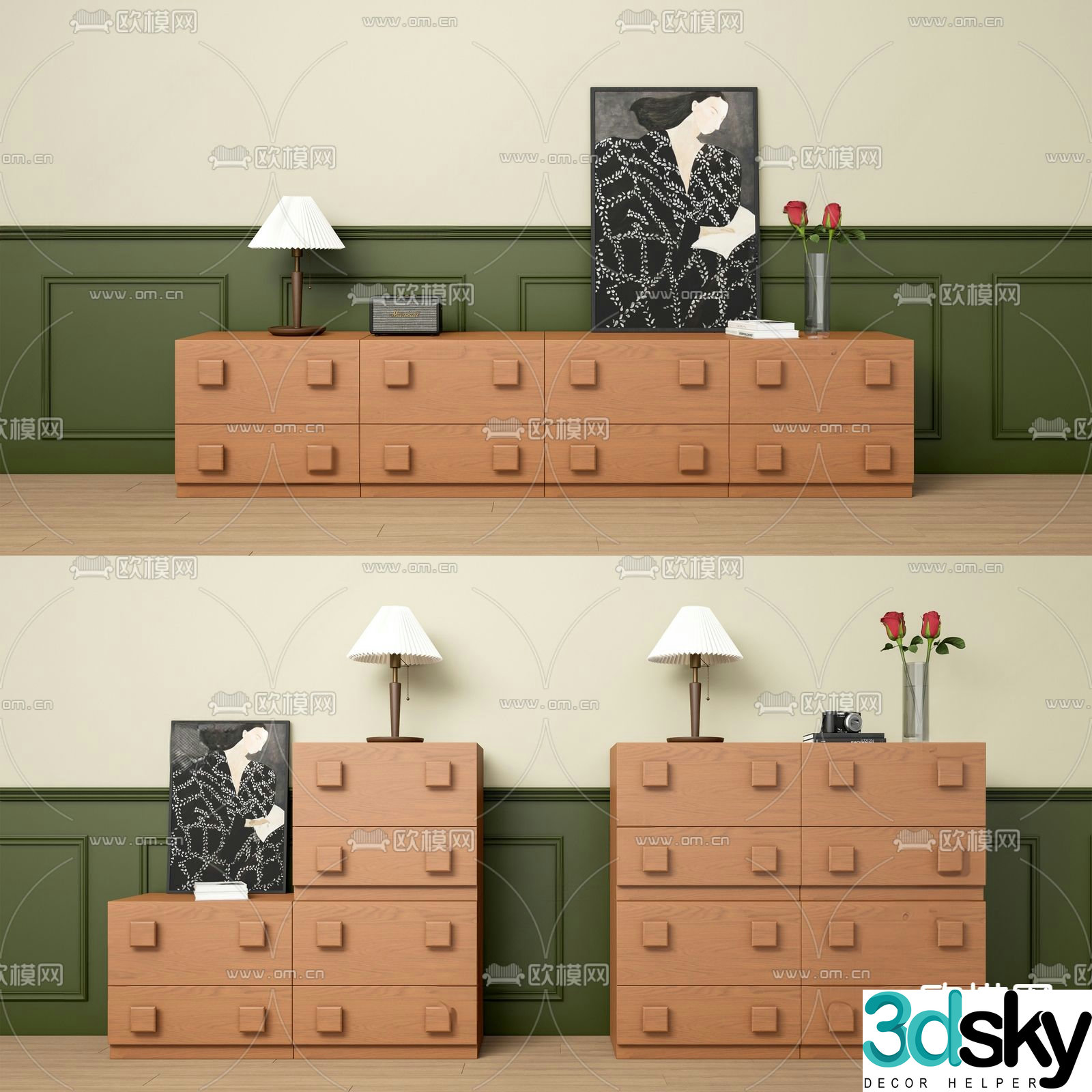 Medieval style TV cabinet 3D model