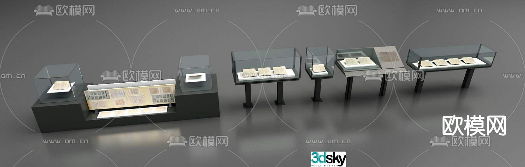 Showcase cultural relics exhibition stand 3D model