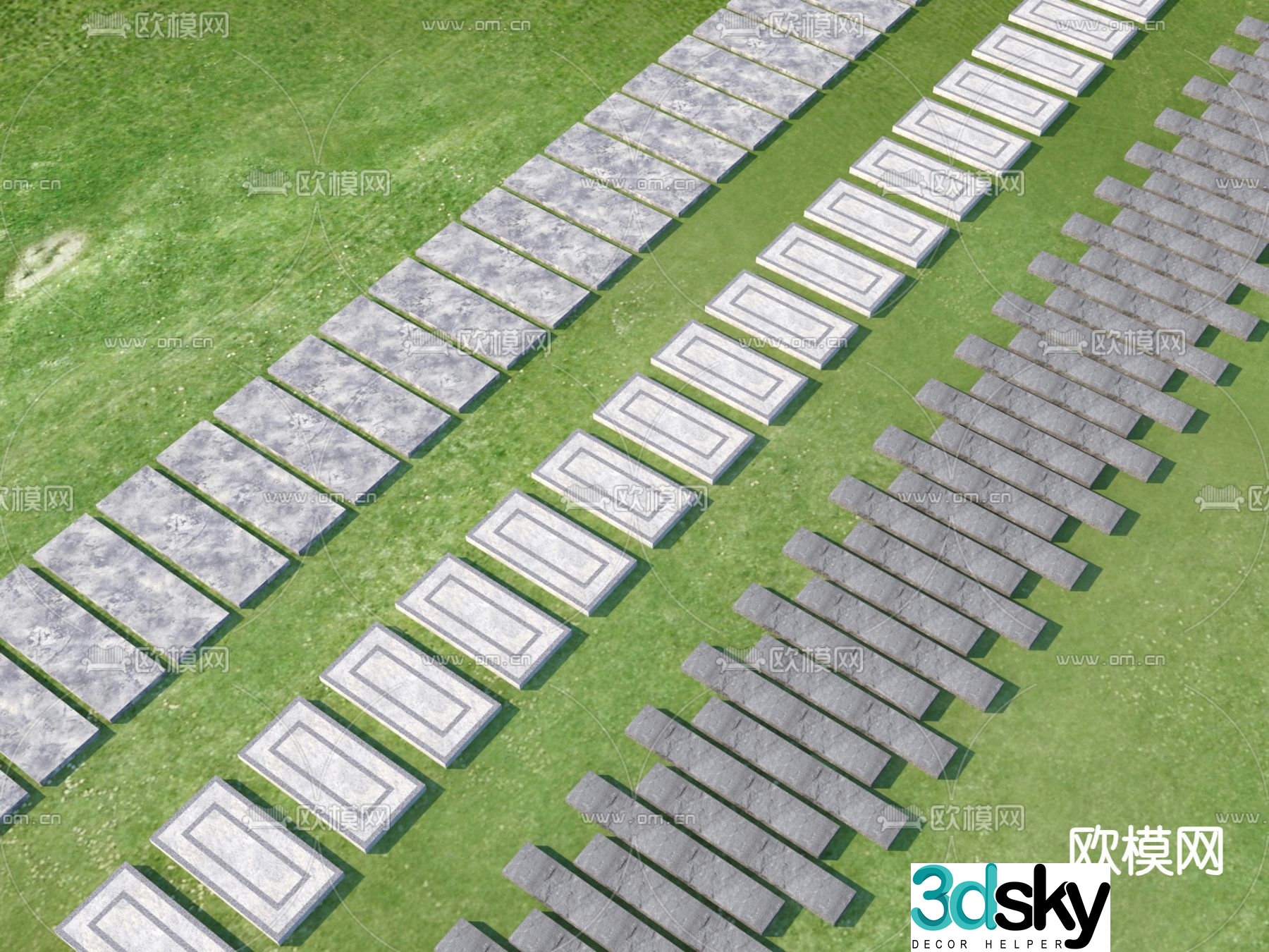 Landscape Garden Road Park Tingbu 3D model
