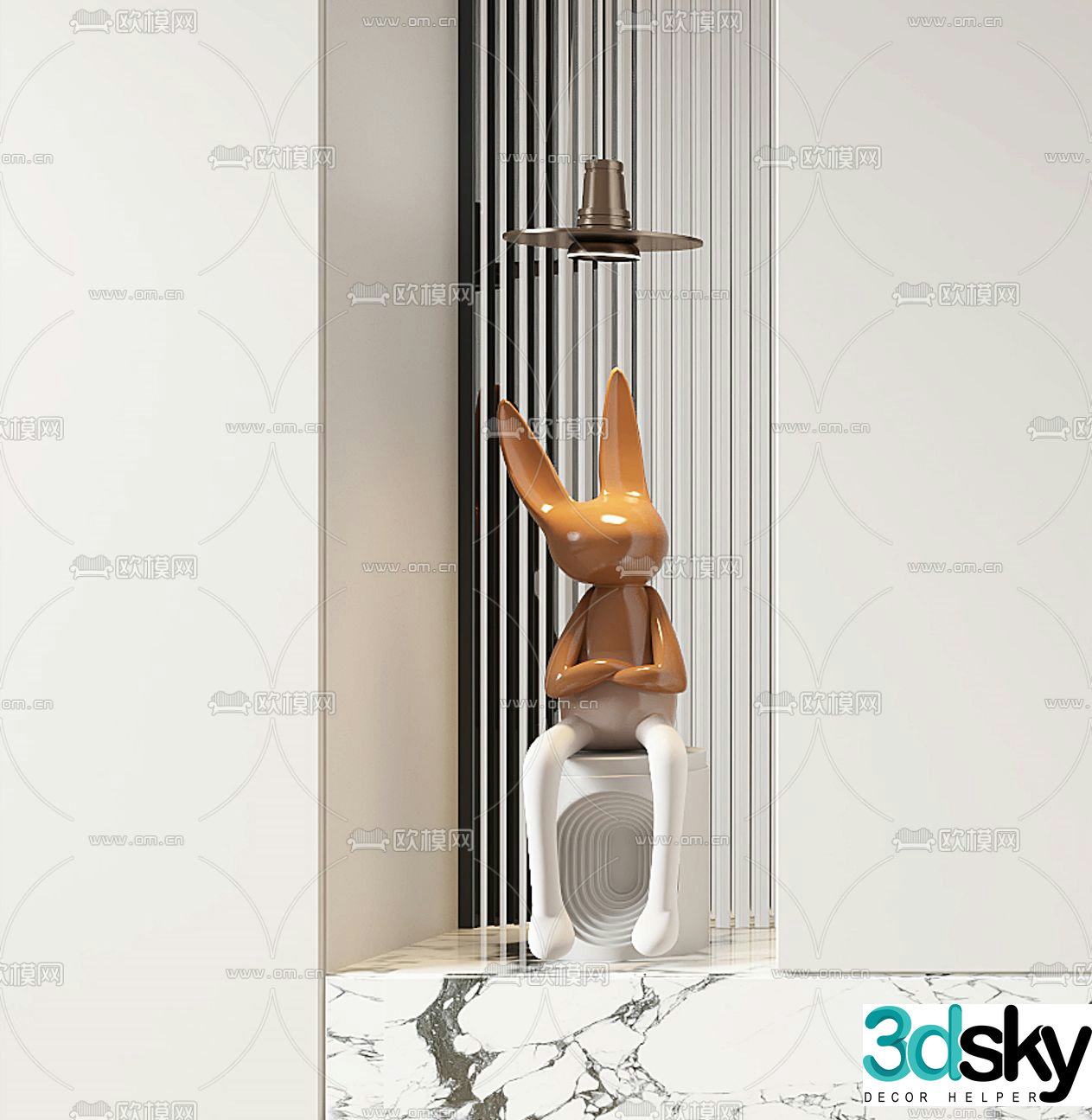 Rabbit sculpture doll cartoon ornaments 3d model