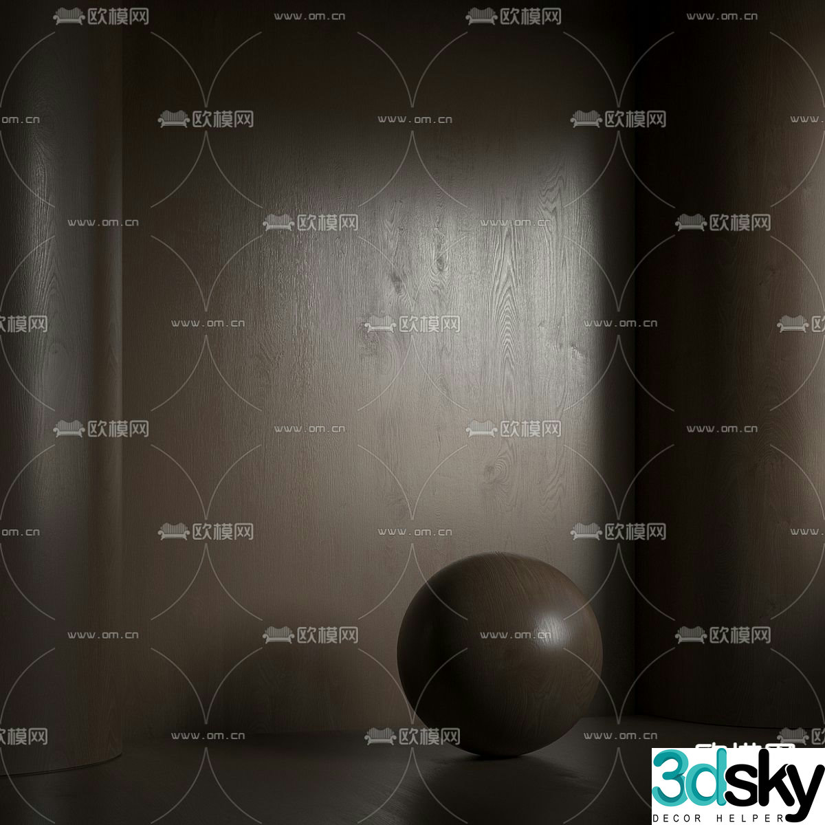 Oak background wall walnut finish 3d model
